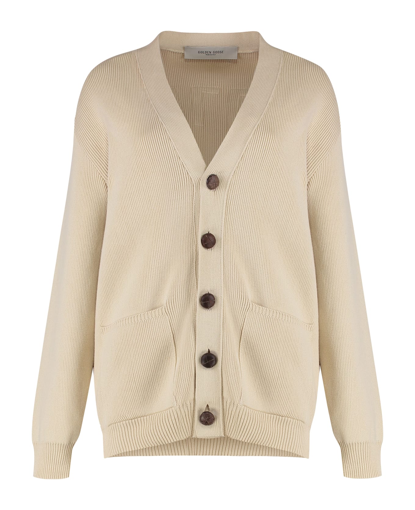 Golden Goose Cardigan In Cotton - TRAVERTINE