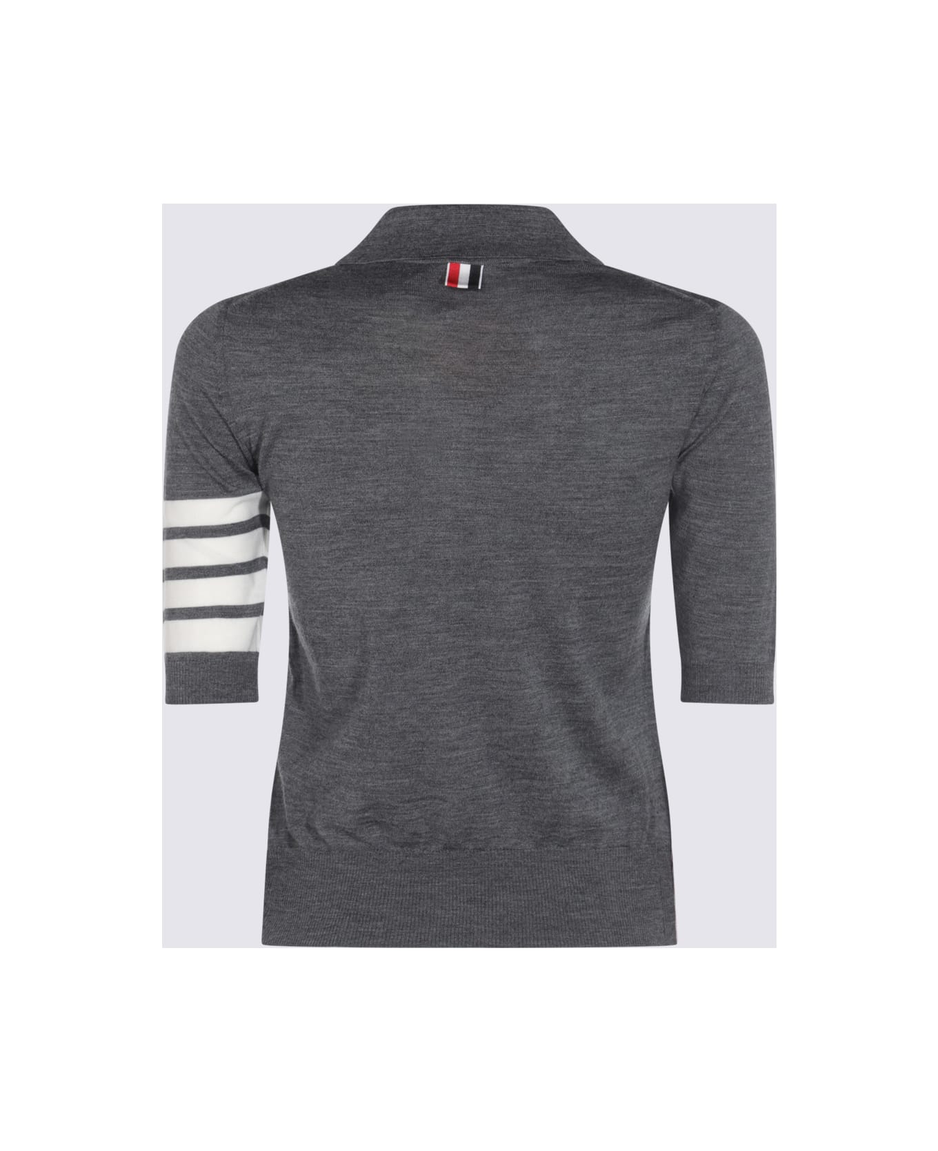 Thom Browne Grey Wool Polo Shirt - MED GREY