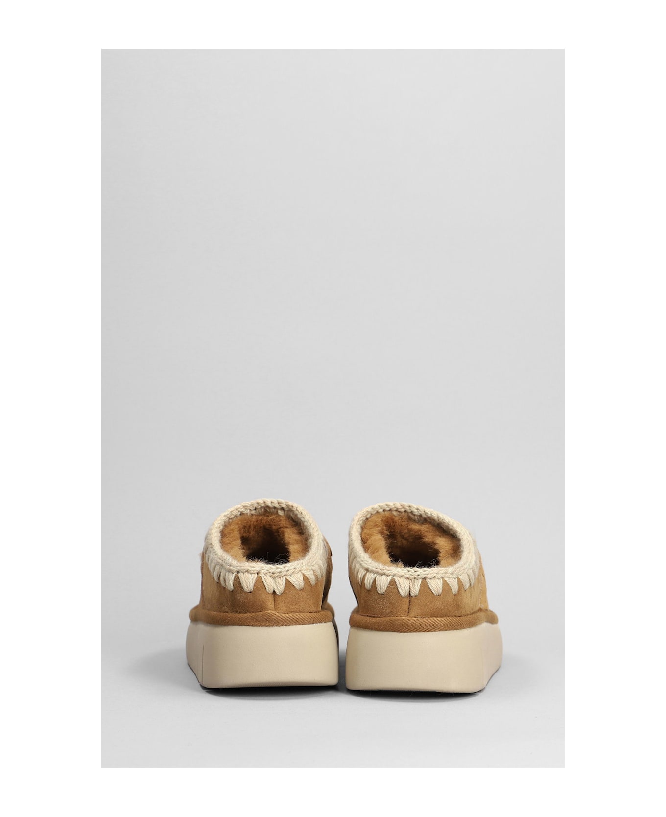 Mou Bounce Clog Slipper-mule In Brown Suede - brown