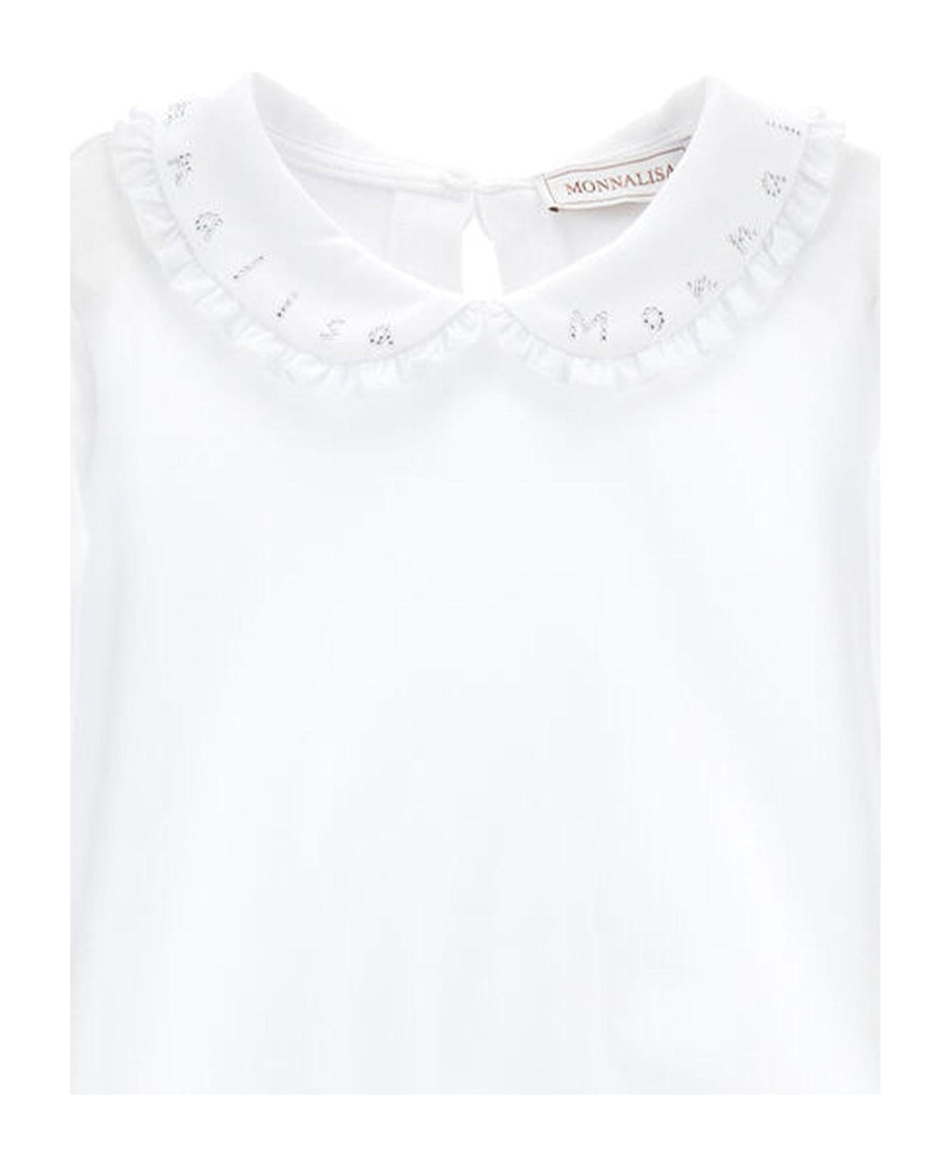 Monnalisa Logo Embellished Straight Hem Shirt - White