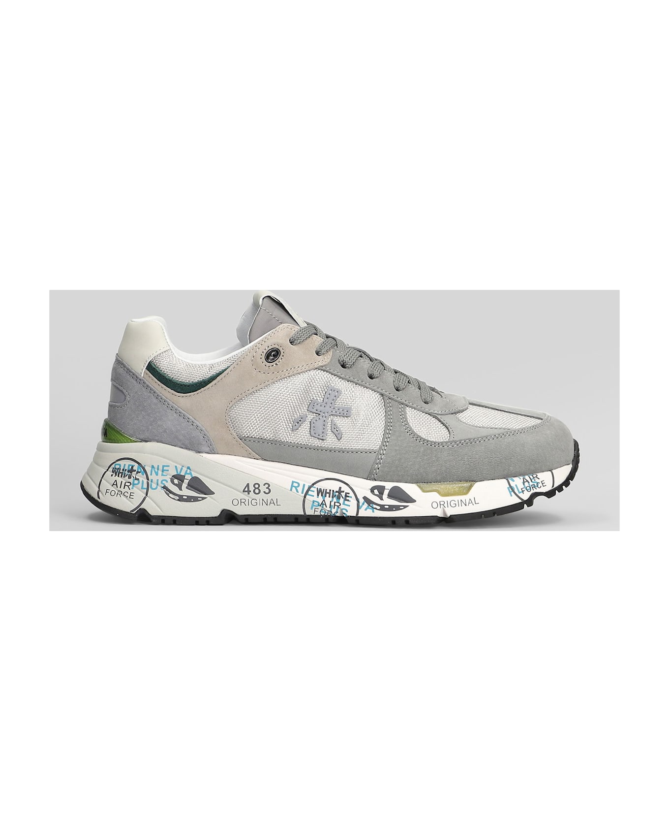 Premiata Mase Sneakers In Grey Suede And Fabric - grey