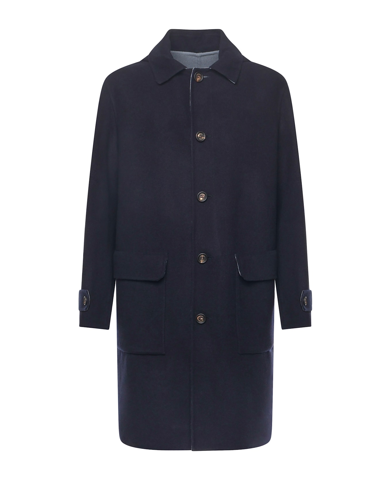 Eleventy Single-breasted Wool Coat - Blue