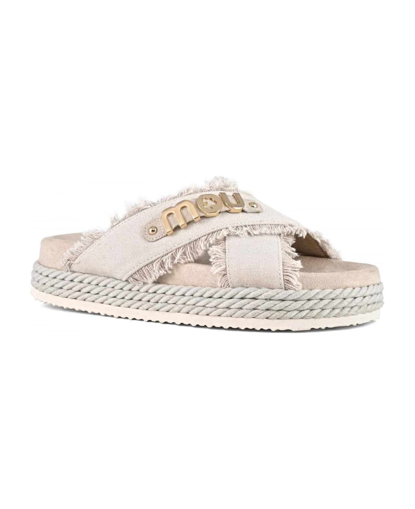 Mou Criss-cross Rope Sandal Recycled Canvas - Beige