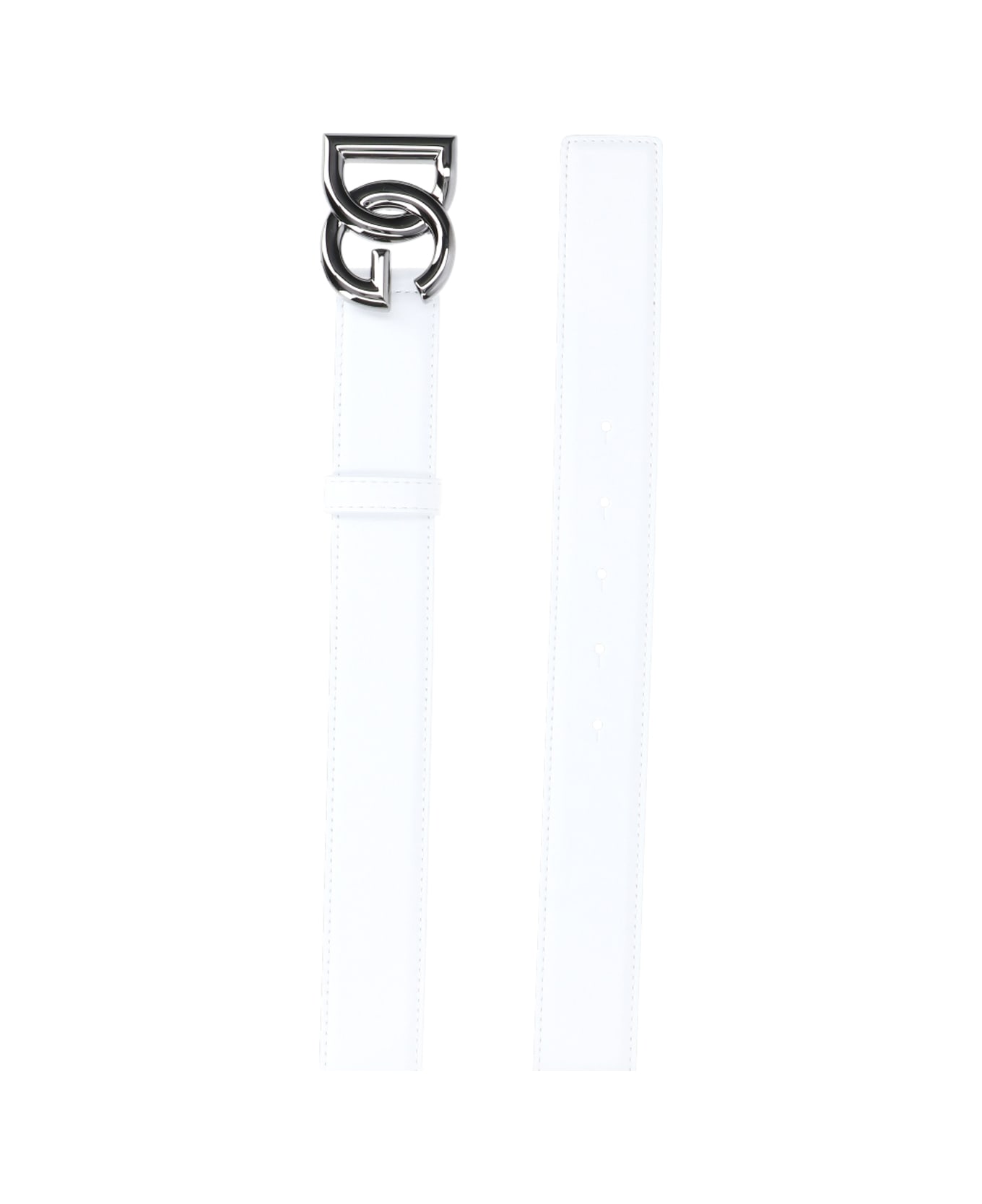 Dolce & Gabbana Belt With Logo Buckle - White ベルト