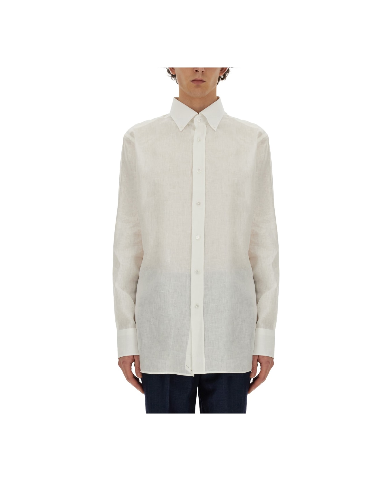Hugo Boss Linen Shirt - WHITE シャツ