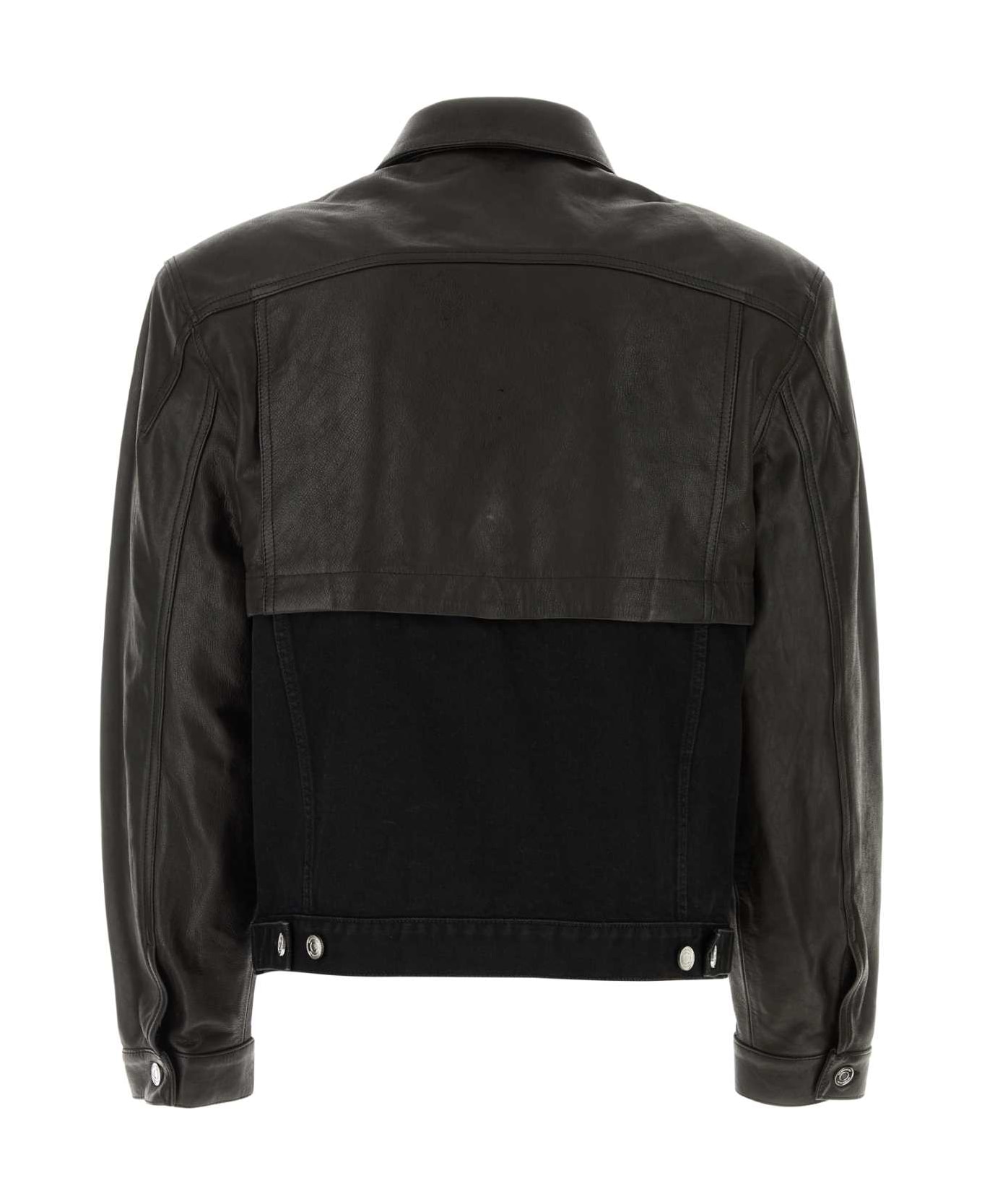 VTMNTS Two-tone Denim And Leather Jacket - BLACKBLACK