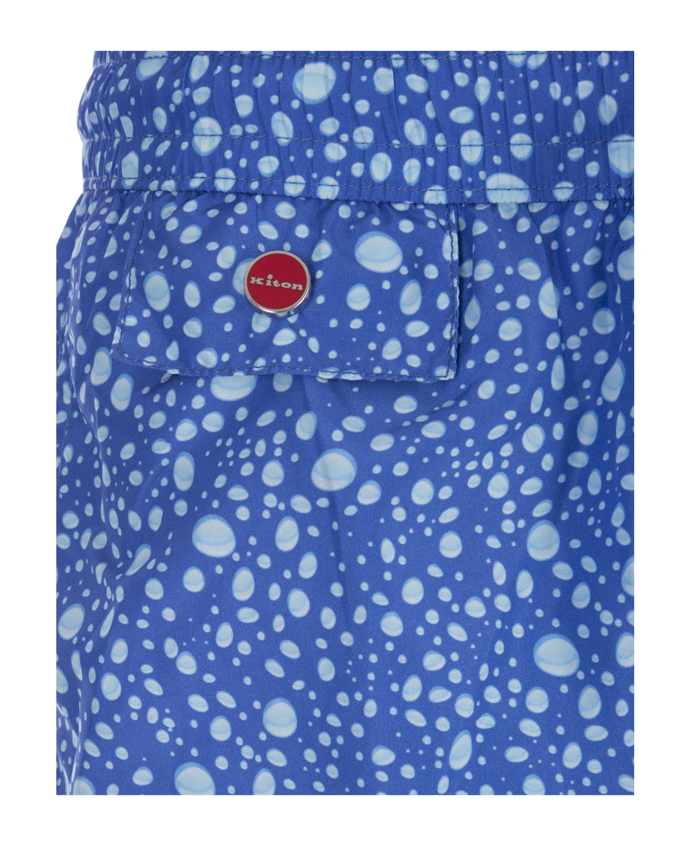 Kiton Blue Swim Shorts With Water Drops Pattern - Clear Blue