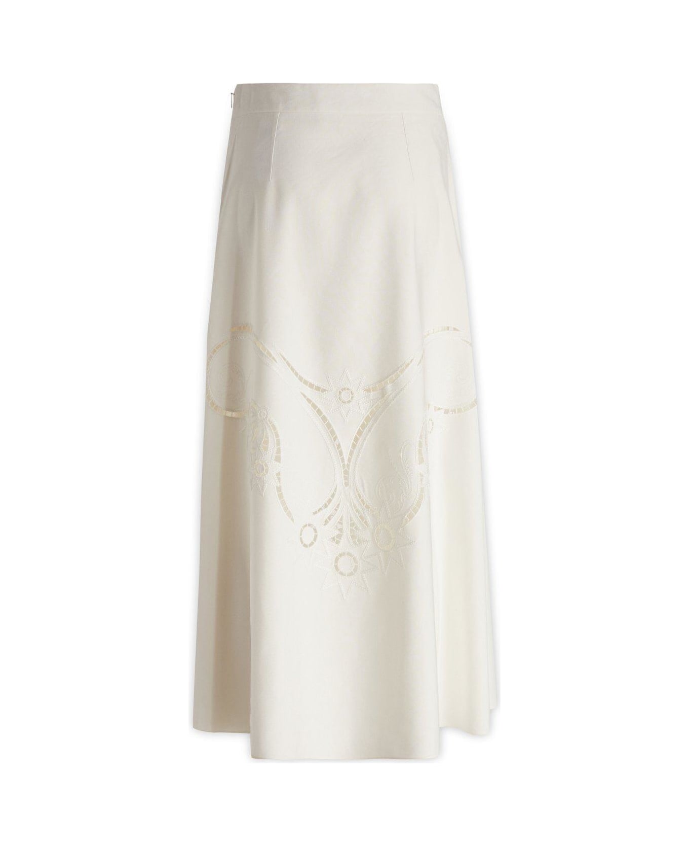 Chloé Embroidered High-waisted Midi Skirt - White スカート
