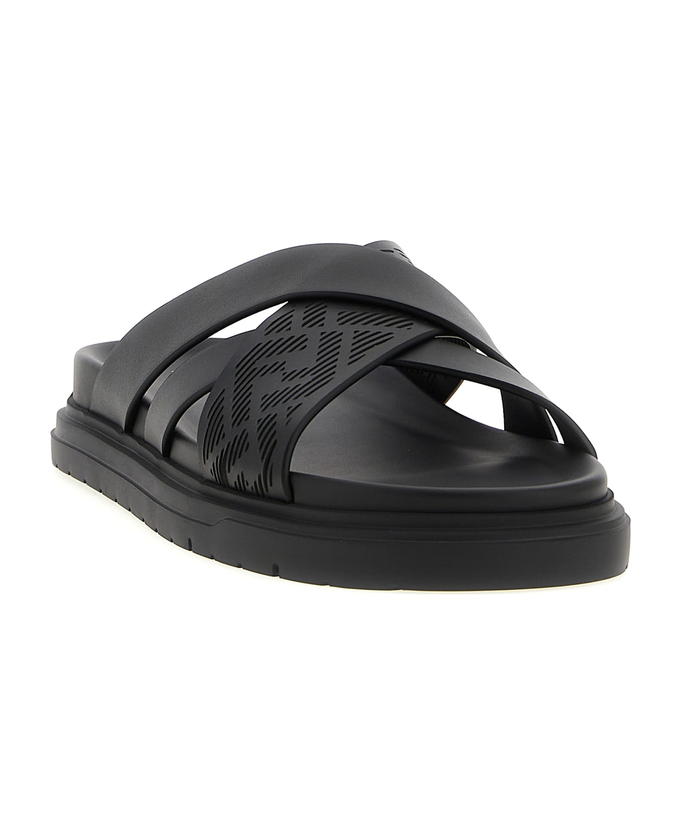 Fendi Crossed Band Slides - BLACK