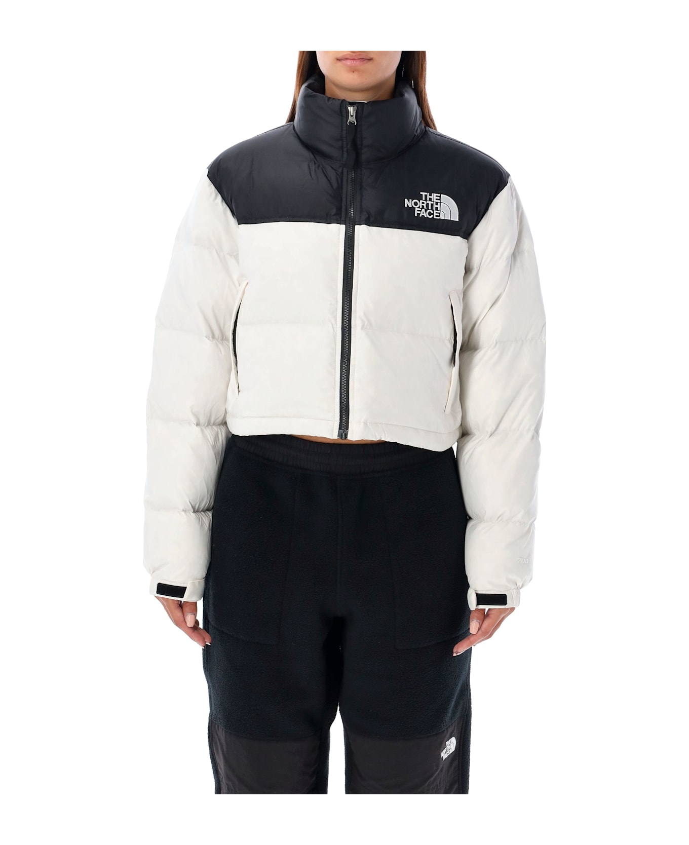 The North Face Nuptse Short Jacket - WHITE DUNE/TNF BLACK