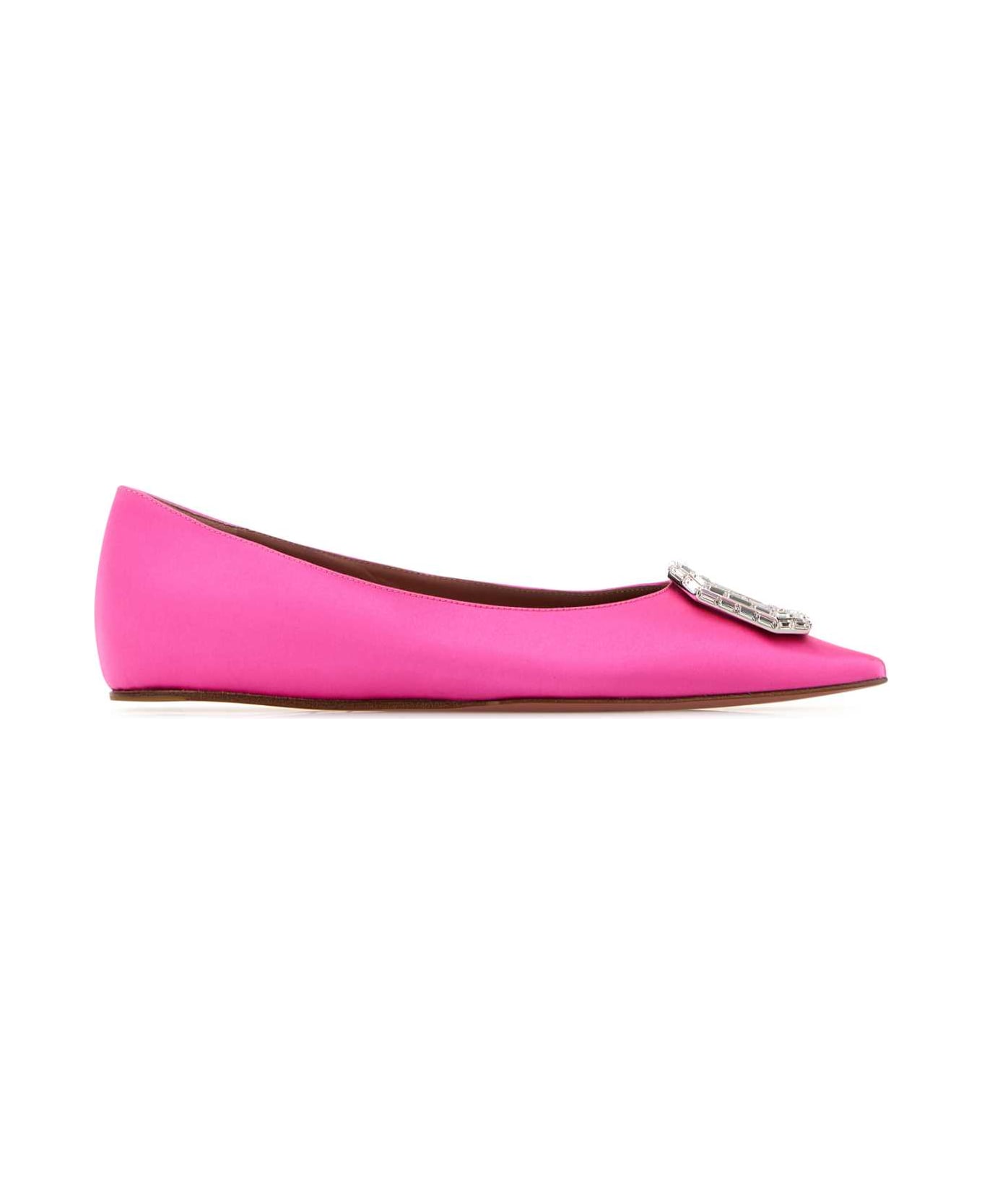 Amina Muaddi Fuchsia Satin Camelia Ballerinas - SATPIWH