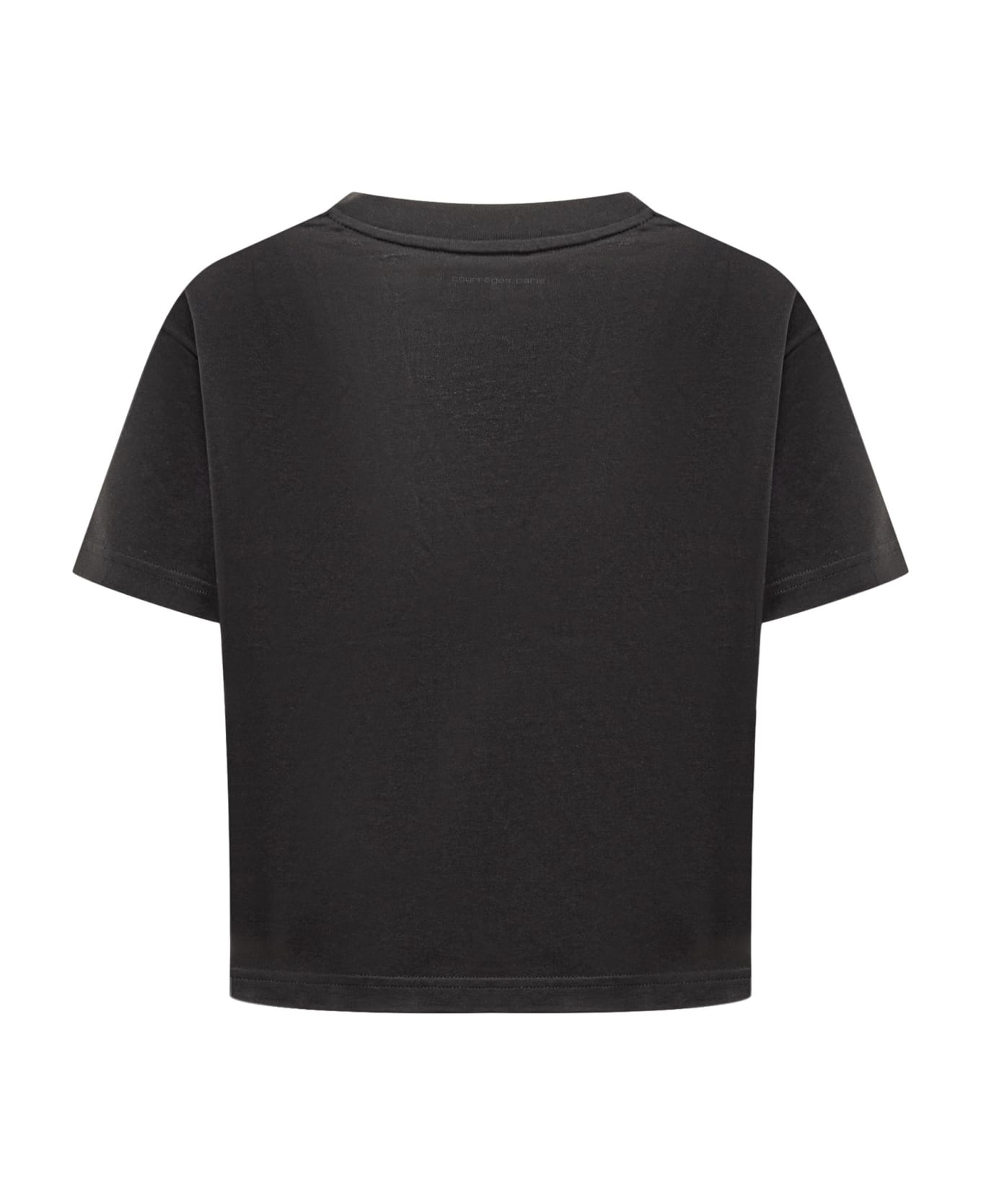 Courrèges Cropped T-shirt V-neck - BLACK