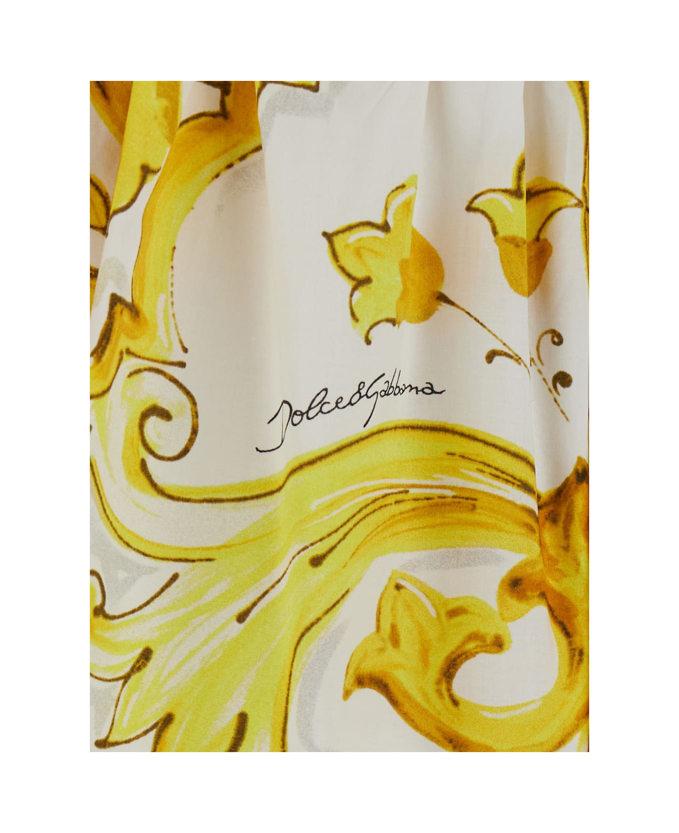 Dolce & Gabbana Yellow Round Miniskirt With Majolica Print In Cotton Woman - Yellow