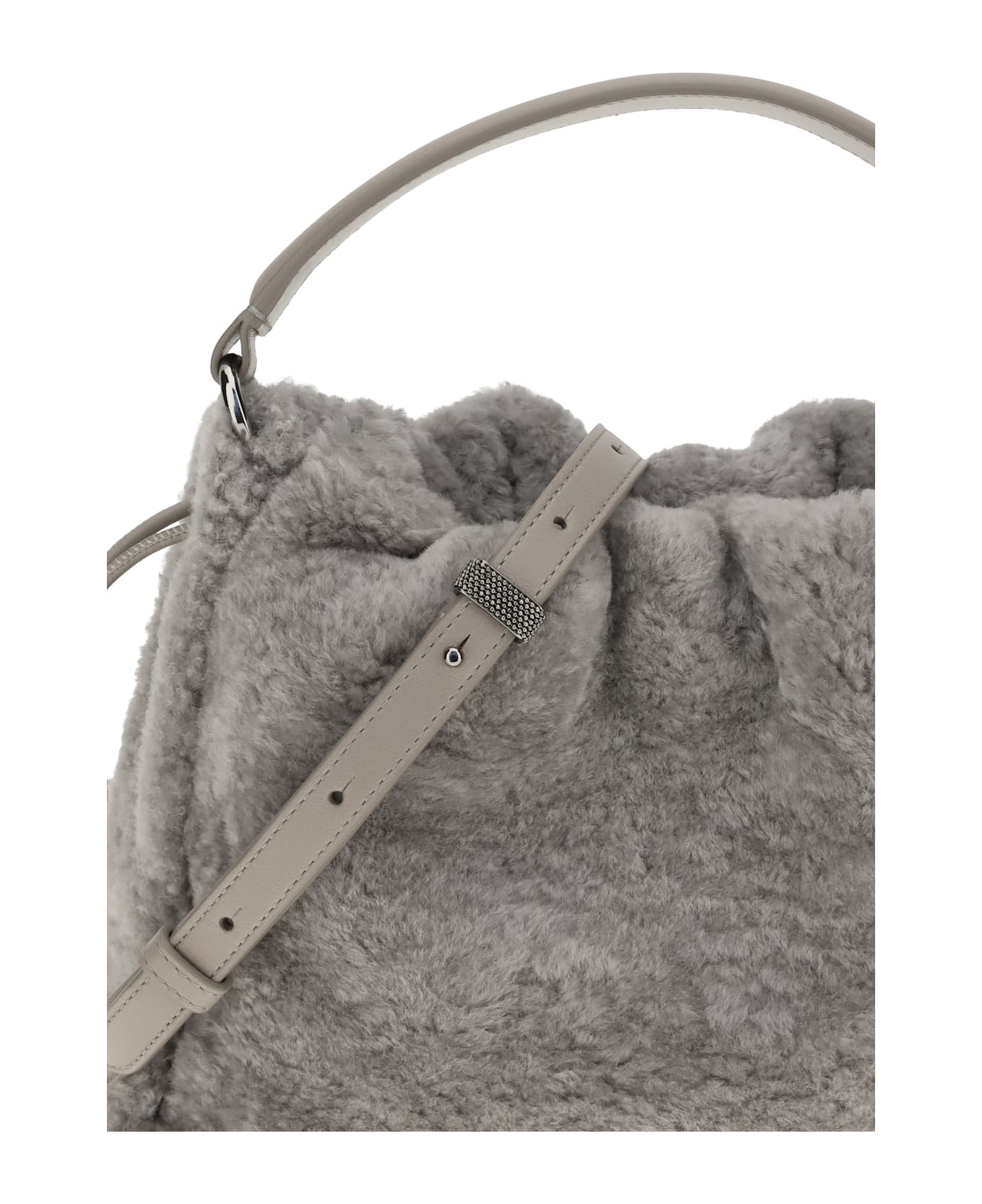 Brunello Cucinelli Small Shearling Mellow Shoulder Bag