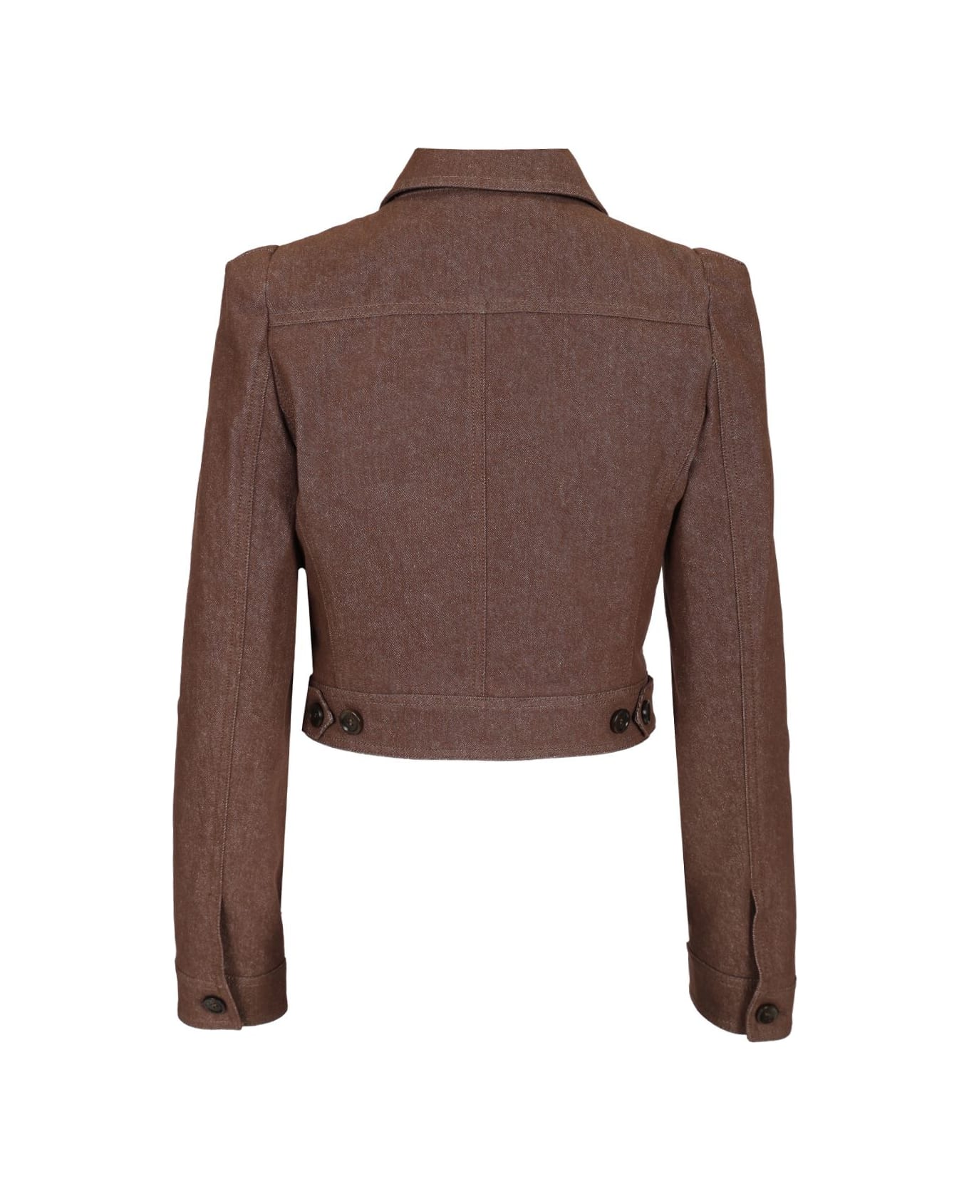 Max Mara Denim Effect Crop Jacket - BROWN