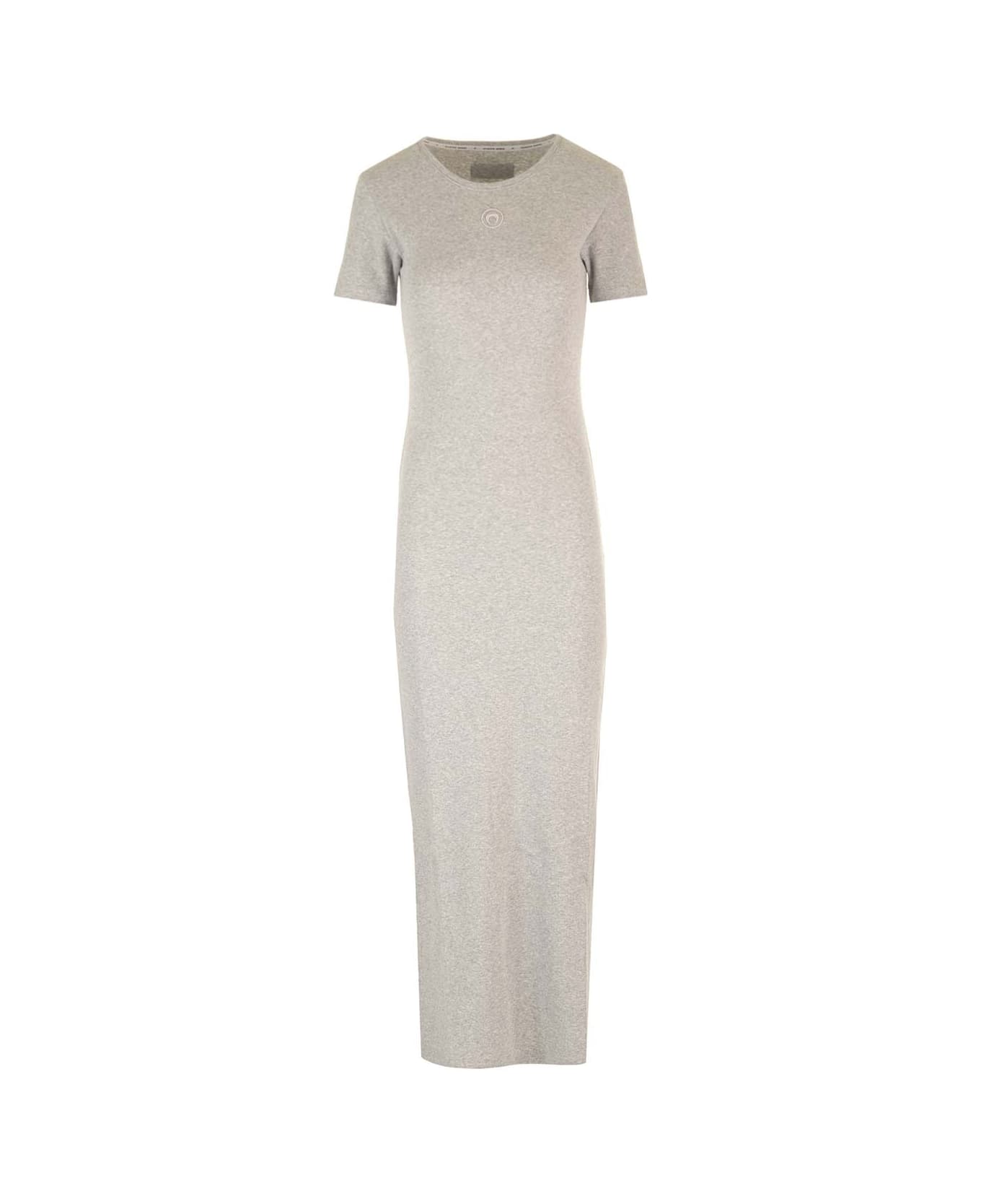 Marine Serre Ribbed Cotton Jersey Dress - Grey