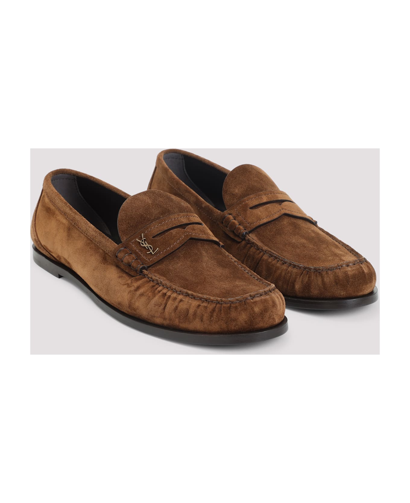 Saint Laurent Suede Leather Loafers - Snuff