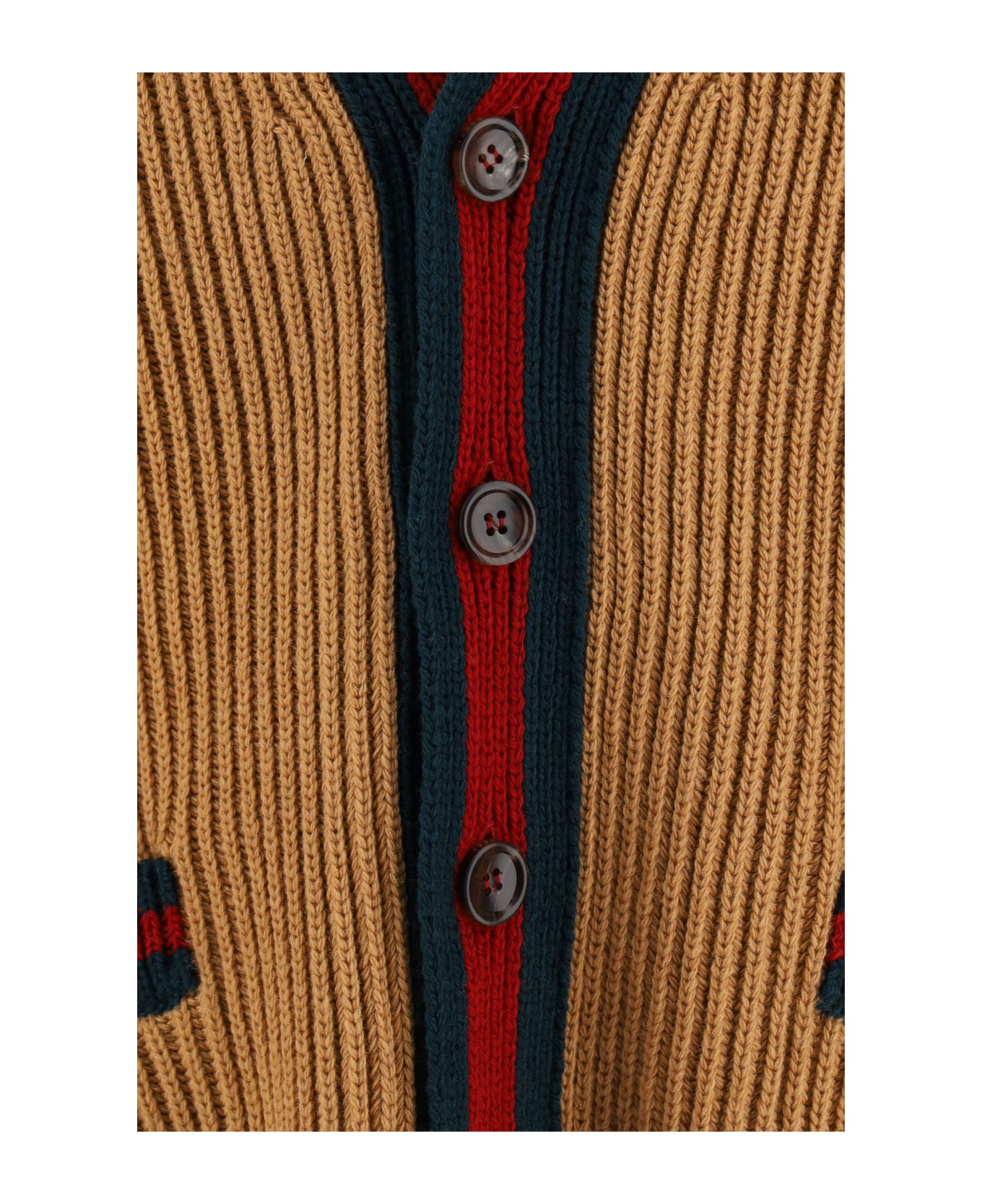 Gucci Cardigan - Camel/green/red