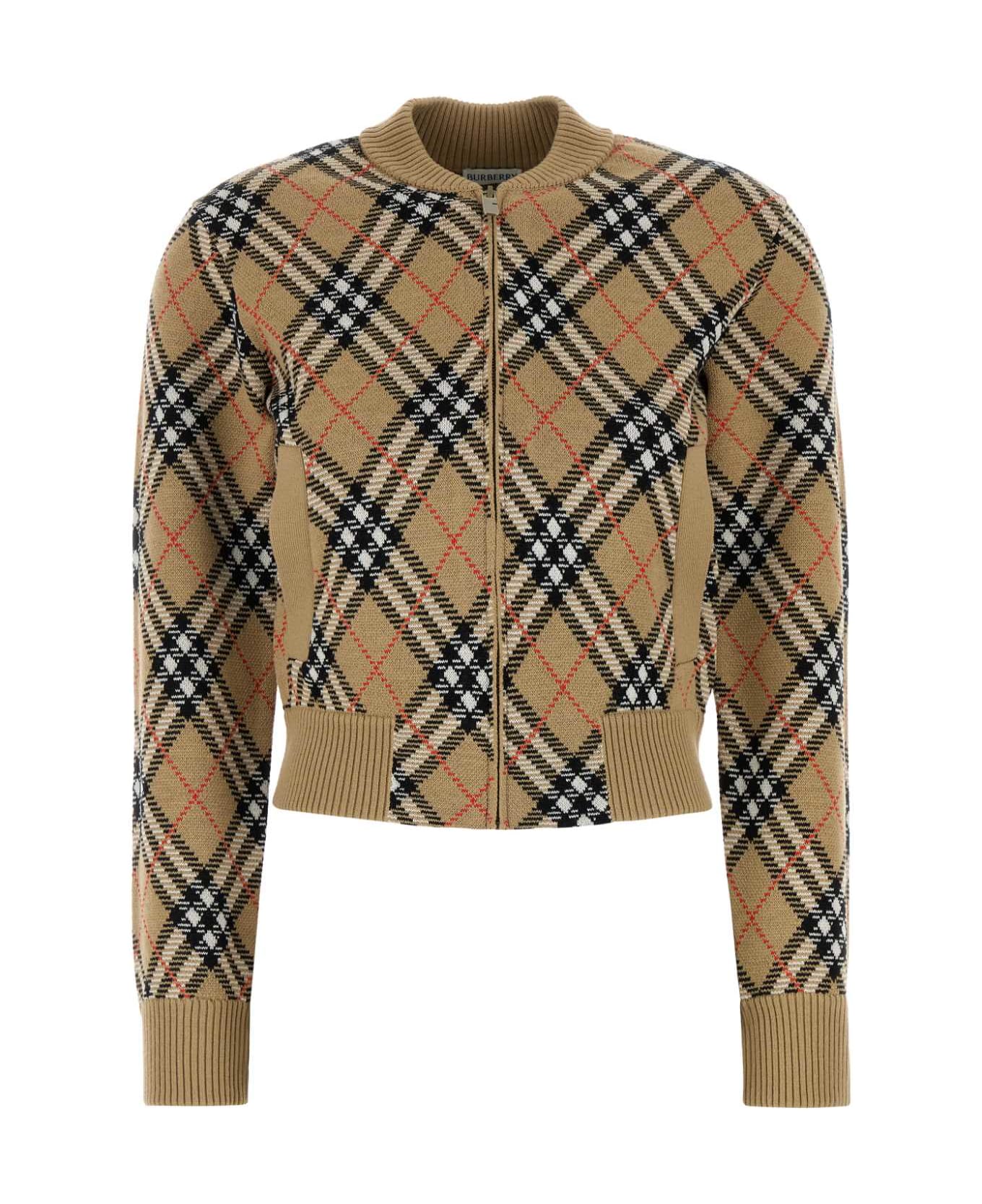 Burberry Embroidered Wool Blend Cardigan - SANDSANDIPCHECK