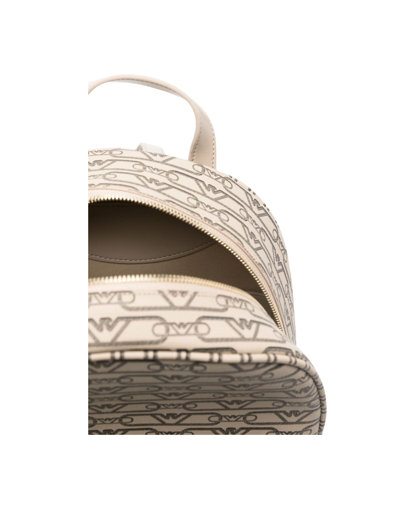Emporio Armani Allover Logo Backpack - Beige