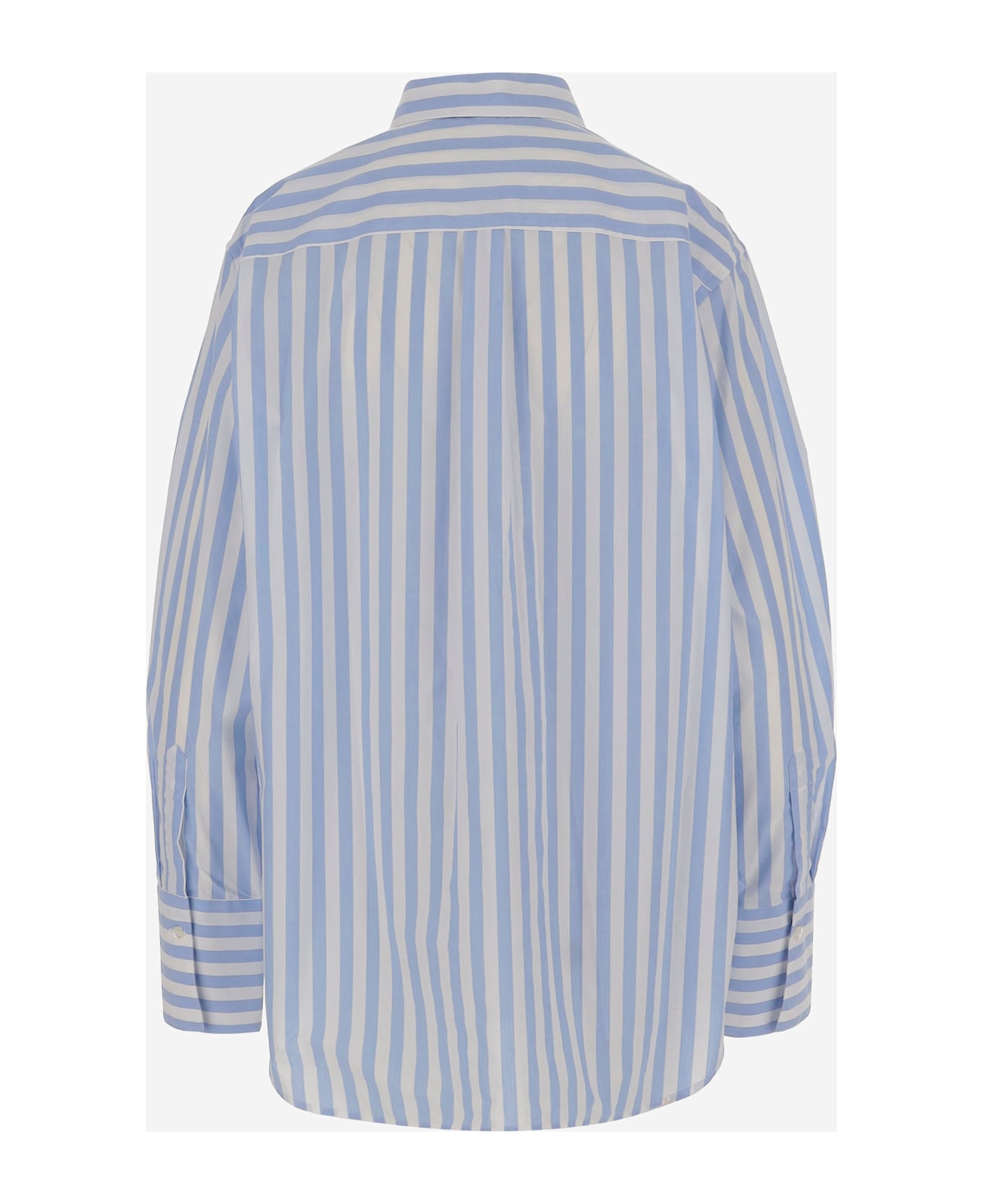 Aspesi Cotton Shirt With Striped Pattern - Clear Blue