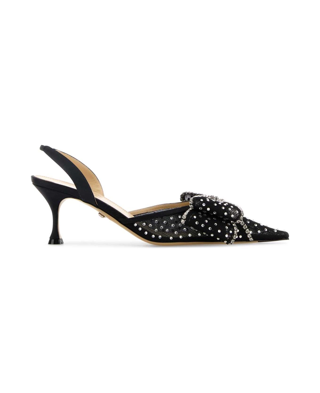 Mach & Mach Embellished Mesh Le Cadeau Pumps - BLACK