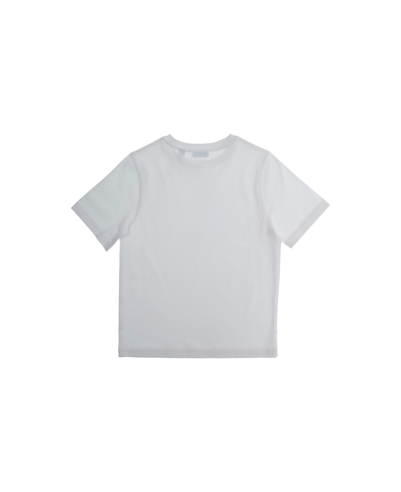 Burberry White Crewneck T-shirt With Logo Print On The Front In Cotton Boy - White