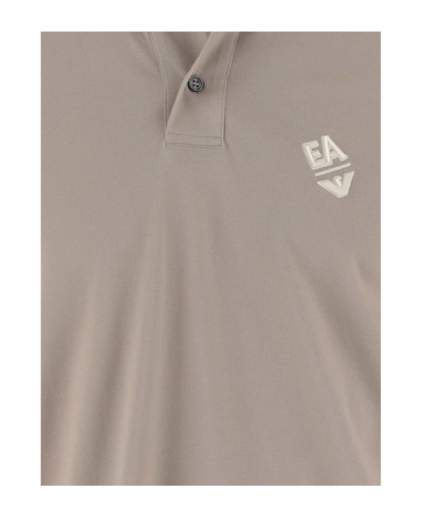 Emporio Armani Cotton Polo Shirt With Logo - Beige ポロシャツ