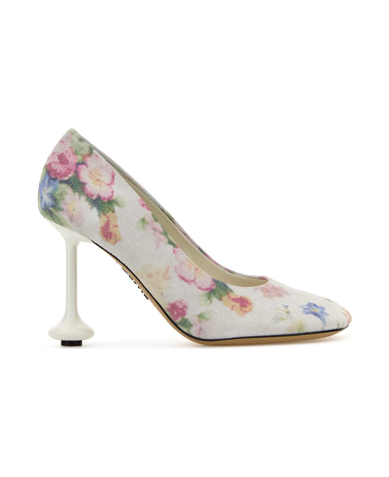 Loewe Printed Suede Toy Pumps - WHITEPINKMULTICOLOR