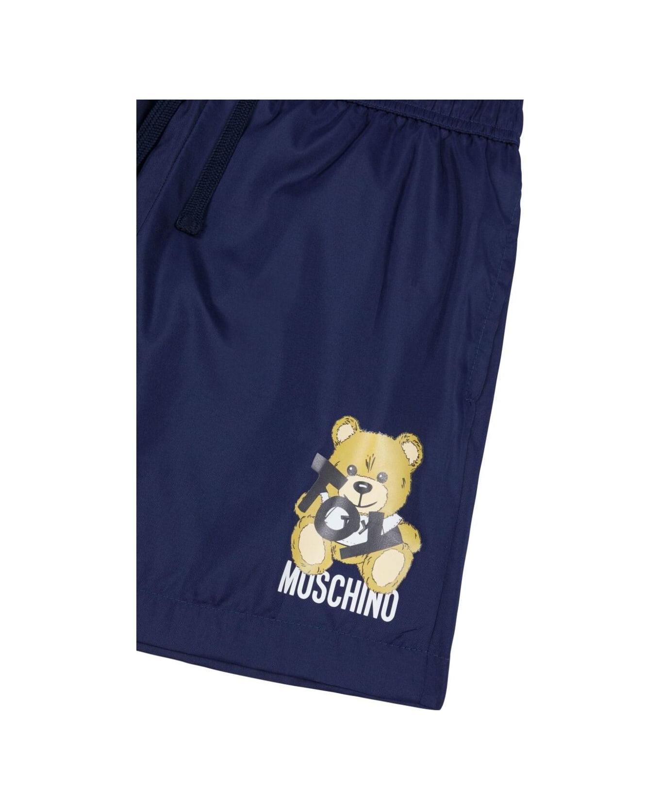Moschino Blue Swim Shorts With Drawstring Elastic Waist And Logo Detail On The Front In Tech Fabric Boy - Blu