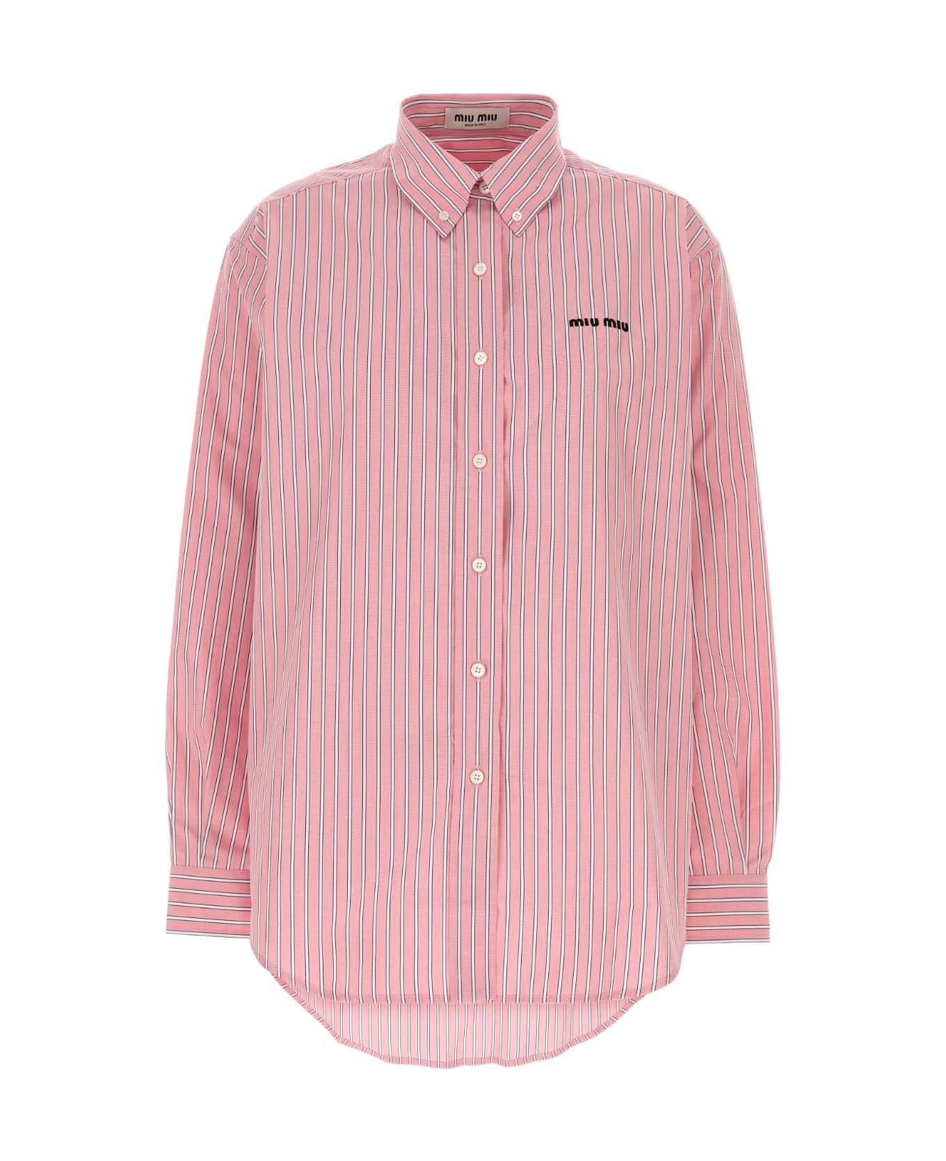 Miu Miu Embroidered Poplin Oversize Shirt - ROSA