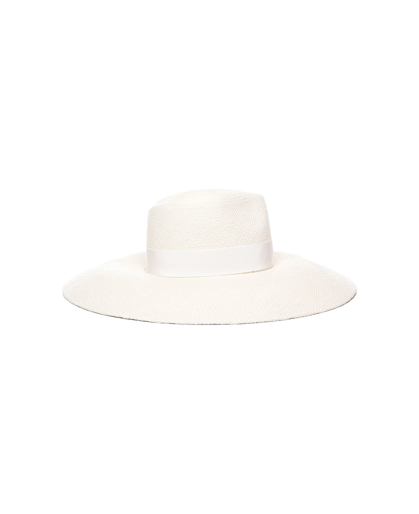 Ruslan Baginskiy Wide Brim Fedora Hat Embellished With Monogram - White
