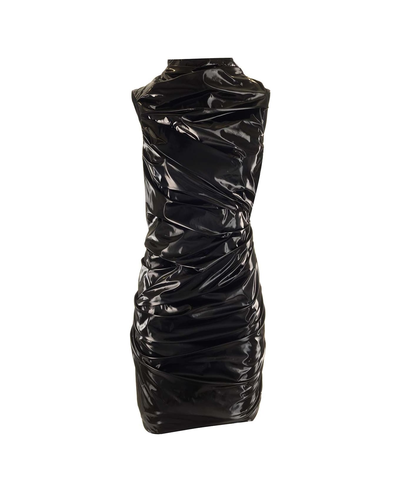 Alexander McQueen Laminated Stretch Jersey Dress - Black