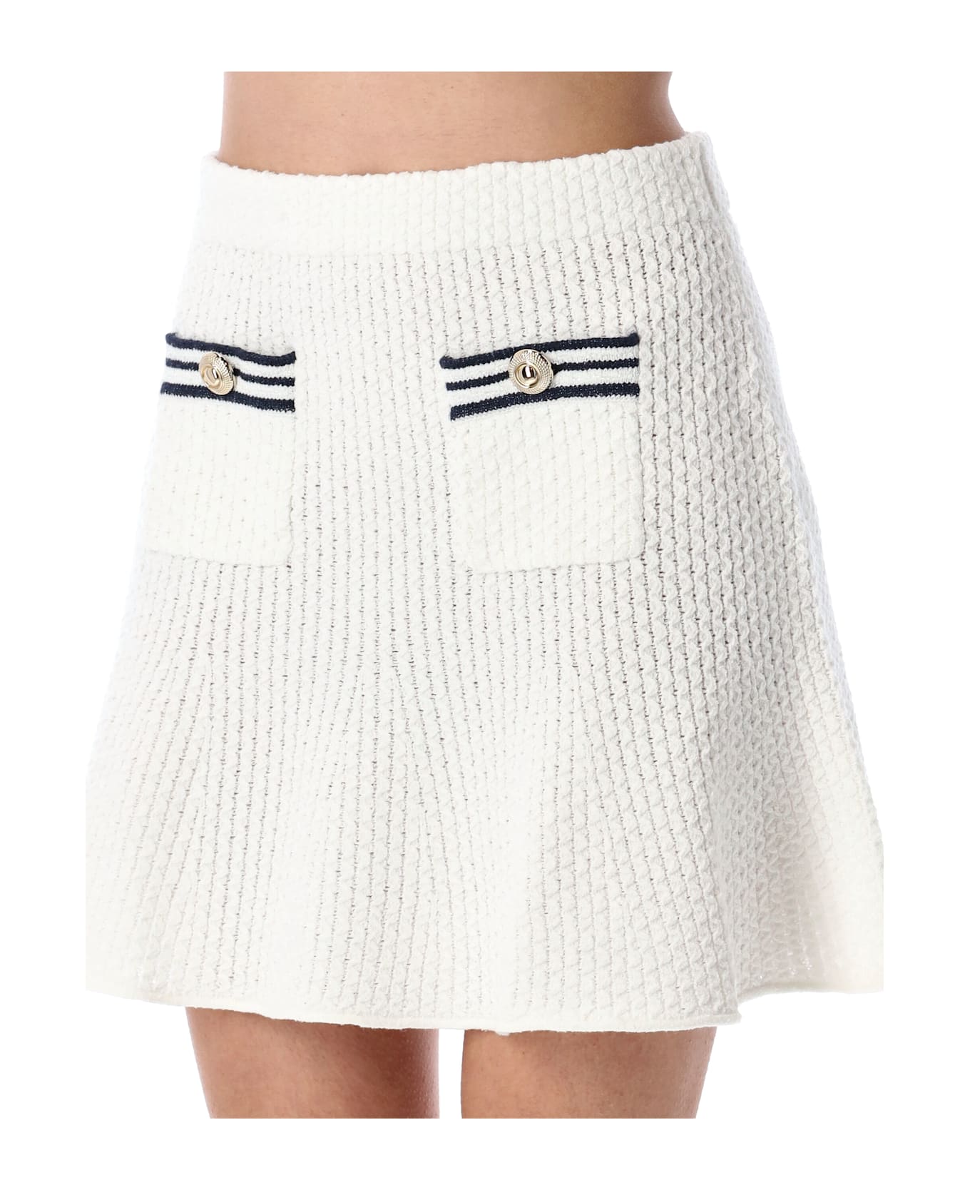 self-portrait Knit Skirt Mariner - WHITE