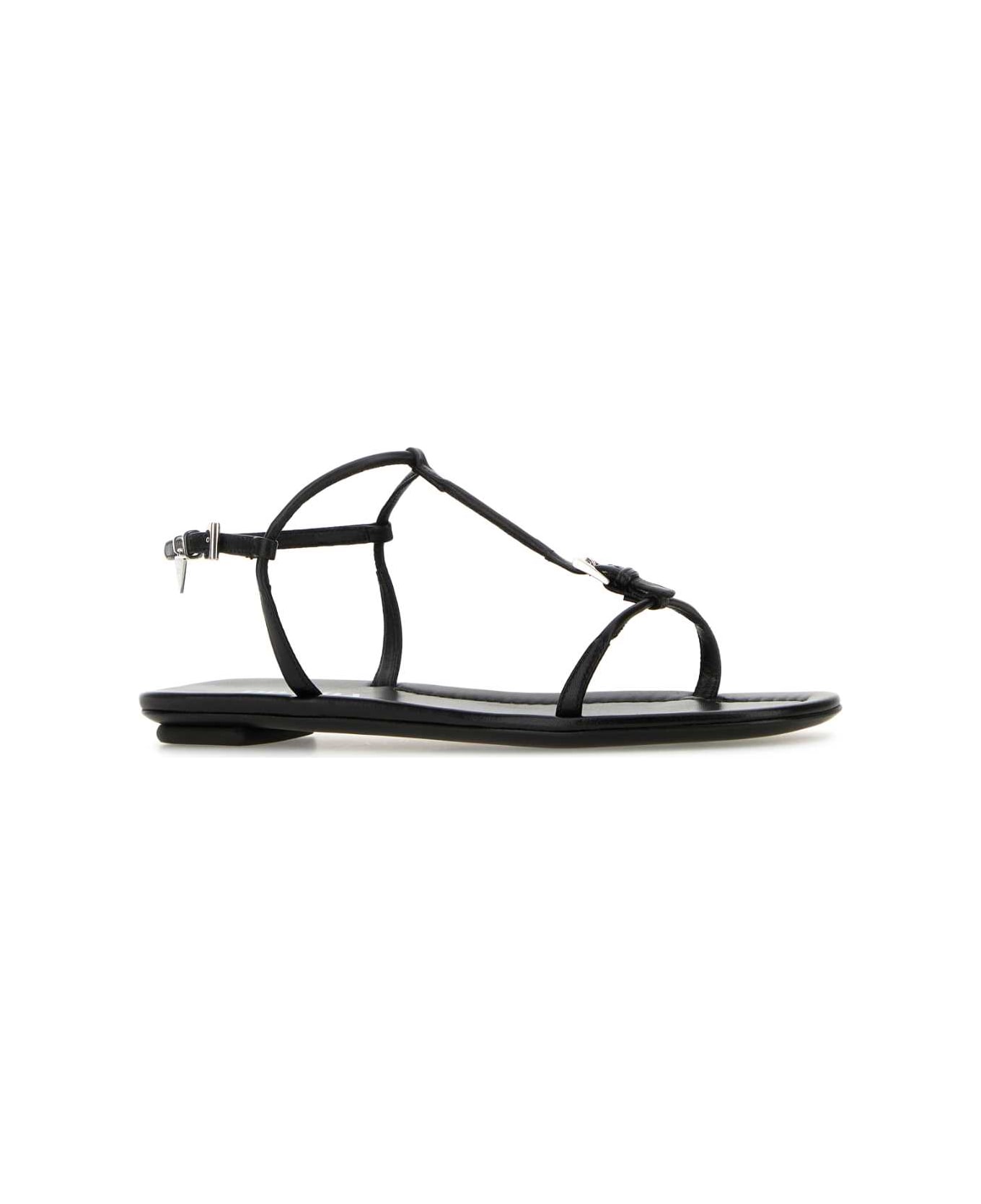 Prada Black Leather Sandals - NERO