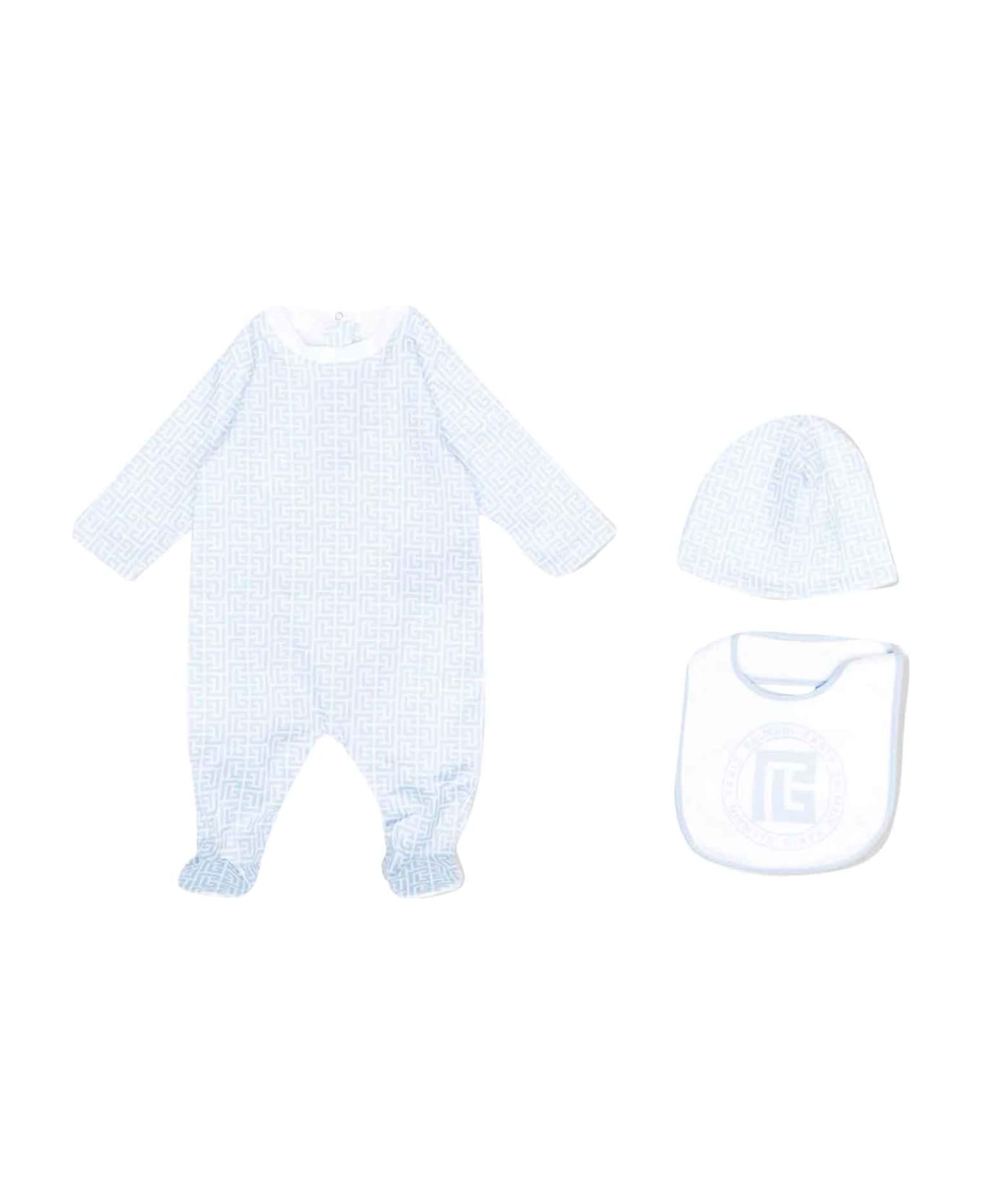 Balmain Blue Set Baby Boy - Bianco/celeste