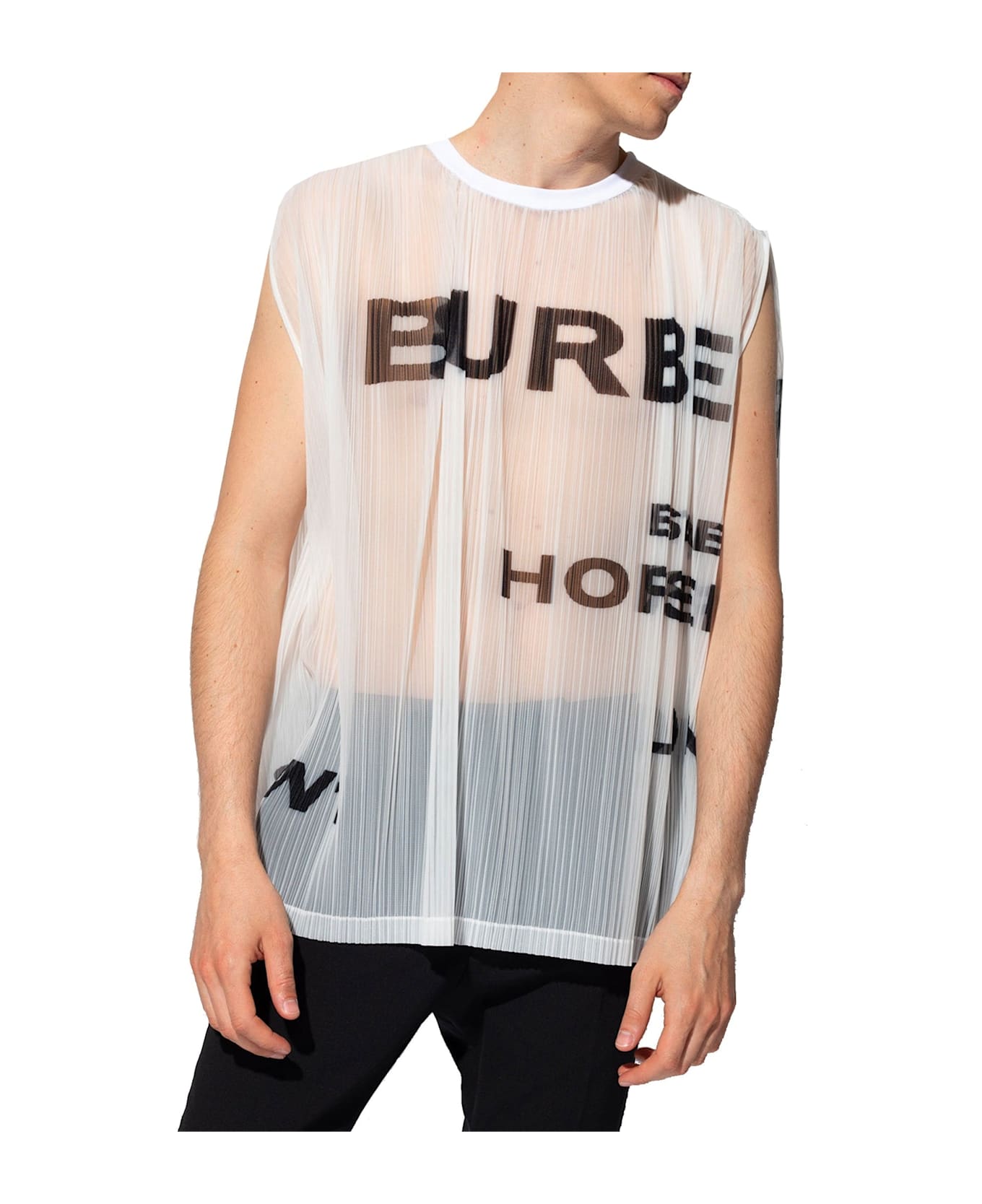 Burberry Horseferry Print Mesh Tank Top - White