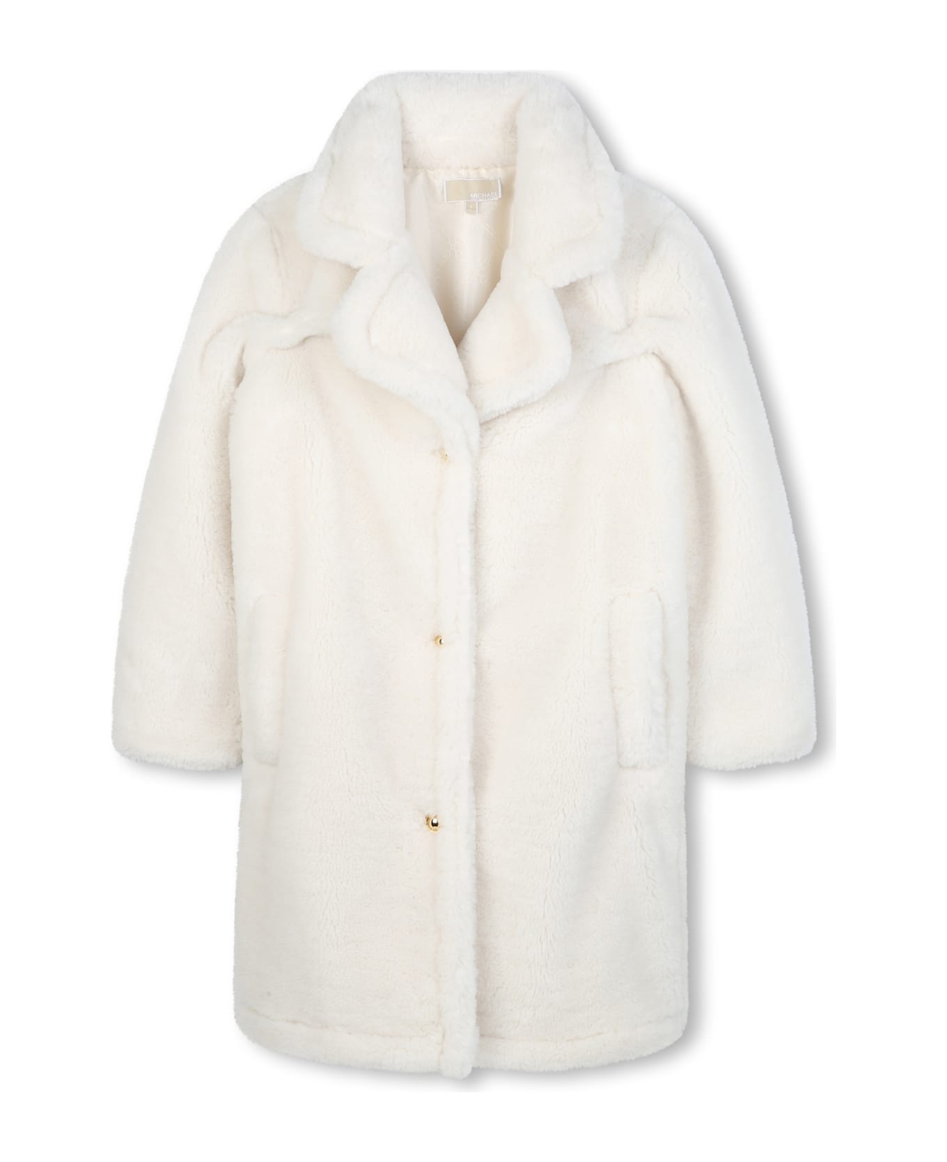 Michael Kors Ivory Faux Fur Coat For Girl - Ivory