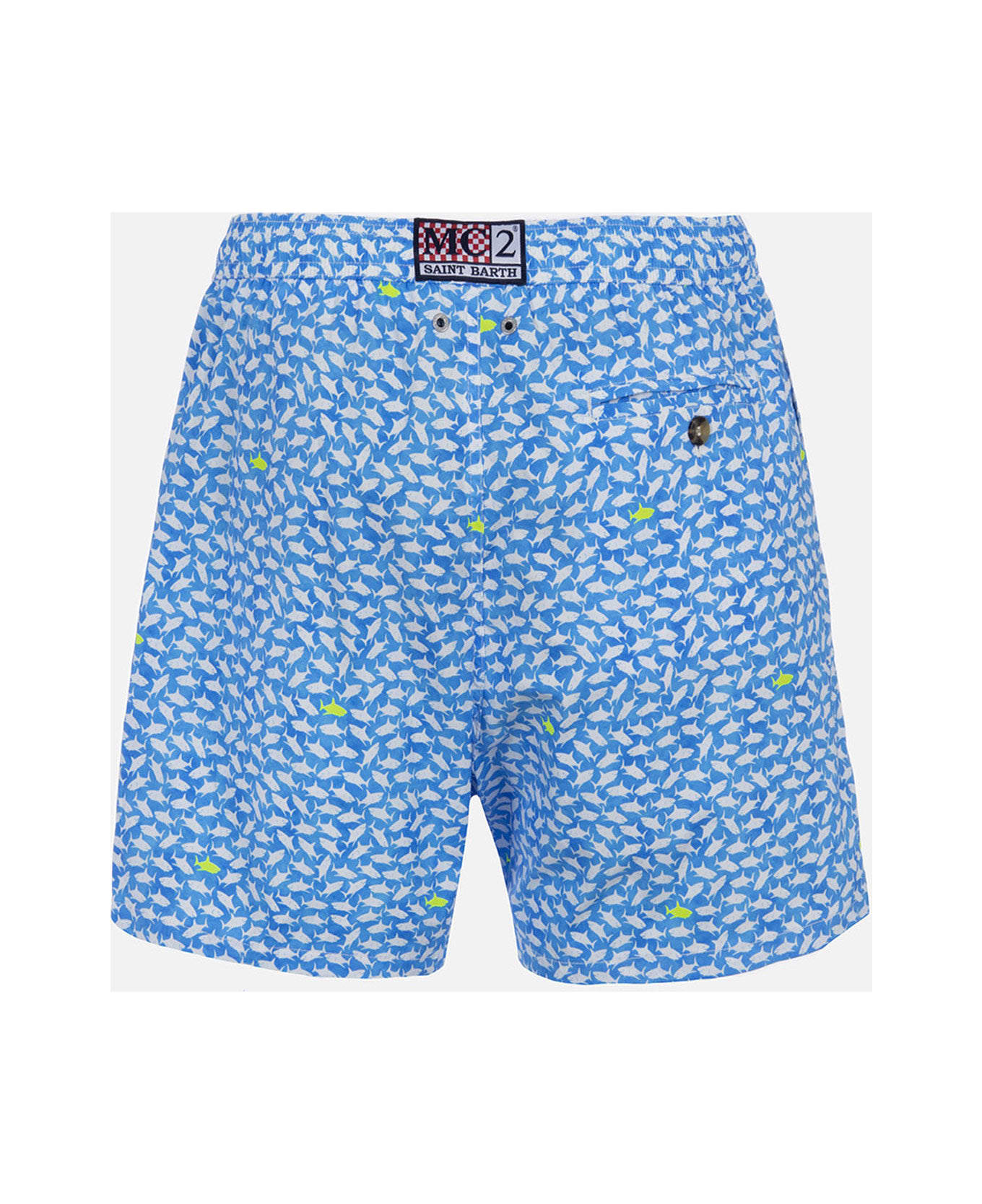 MC2 Saint Barth Comfort Light Classic Stretch Swim Shorts With Sharks Print - BLUETTE