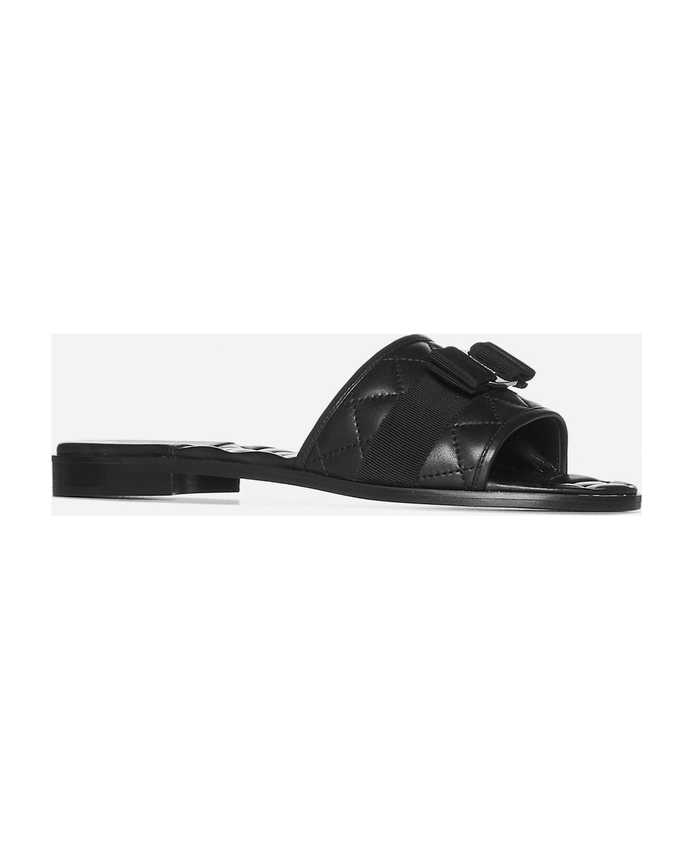 Ferragamo Love Cq Quilted Leather Flat Sandals