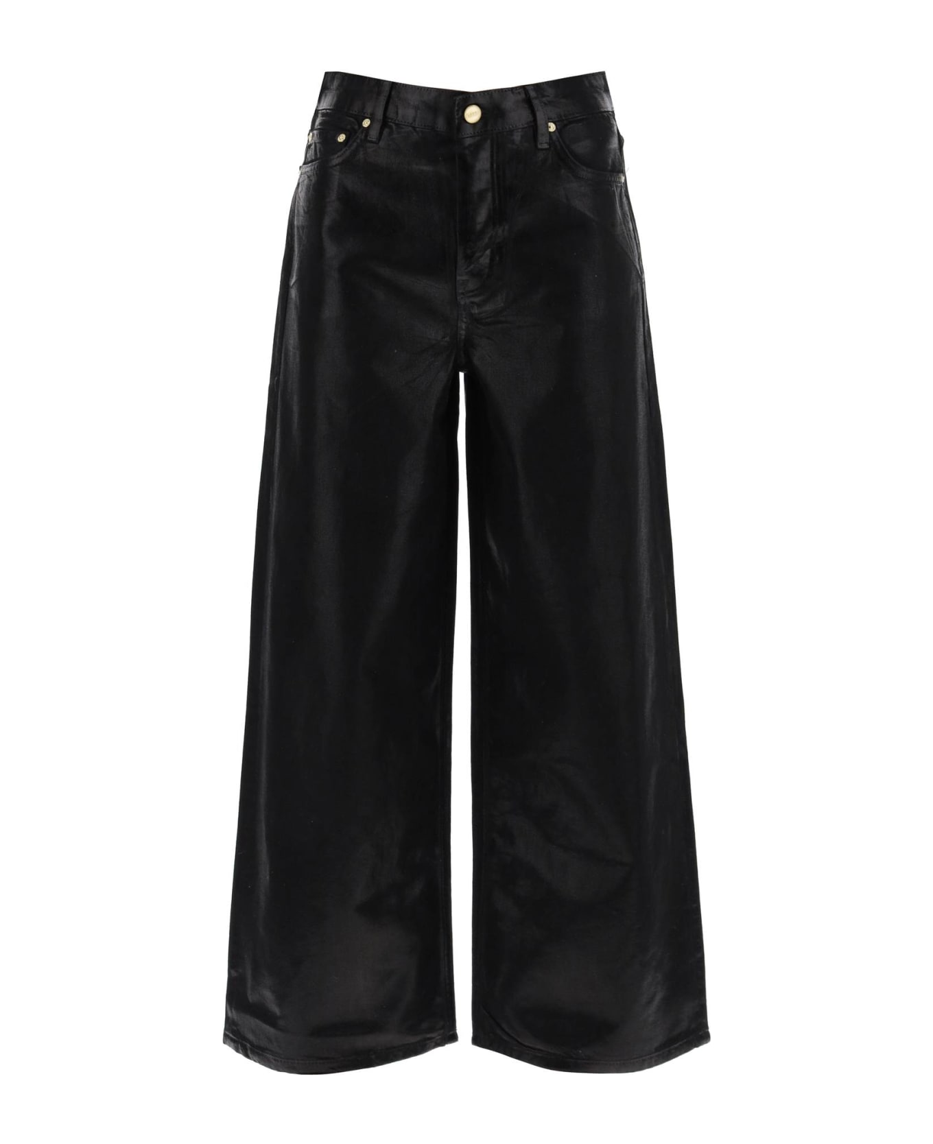 Ganni Laminated Finish Jeans With - Black