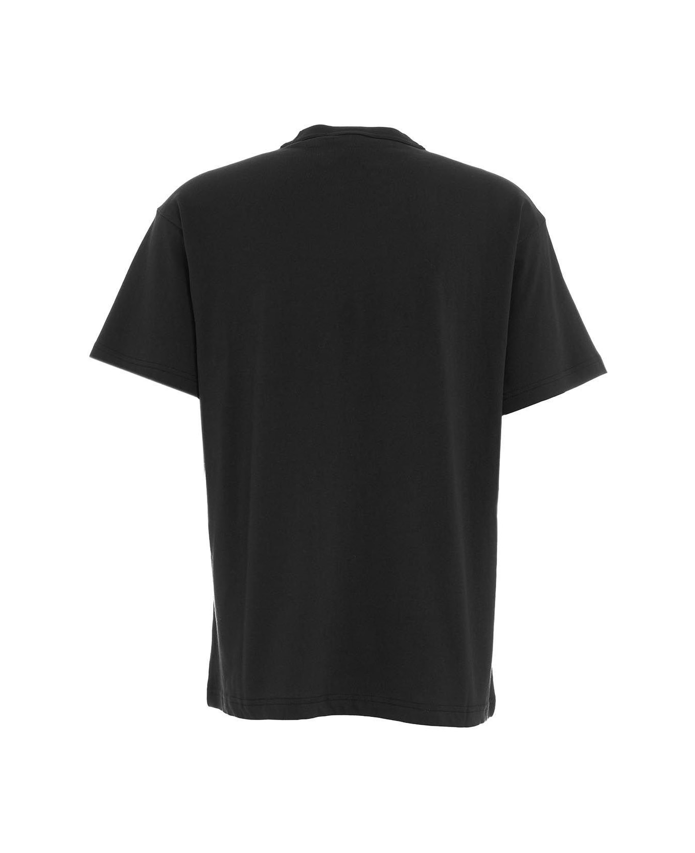 Versace Jeans Couture Logo-flocked Crewneck T-shirt - Black シャツ