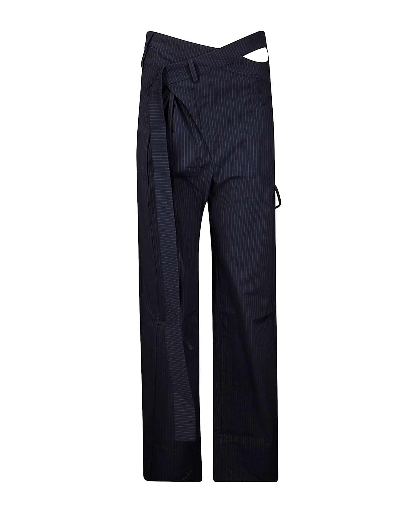 Ottolinger Signature Wrap Suit Pants - Navy Striped