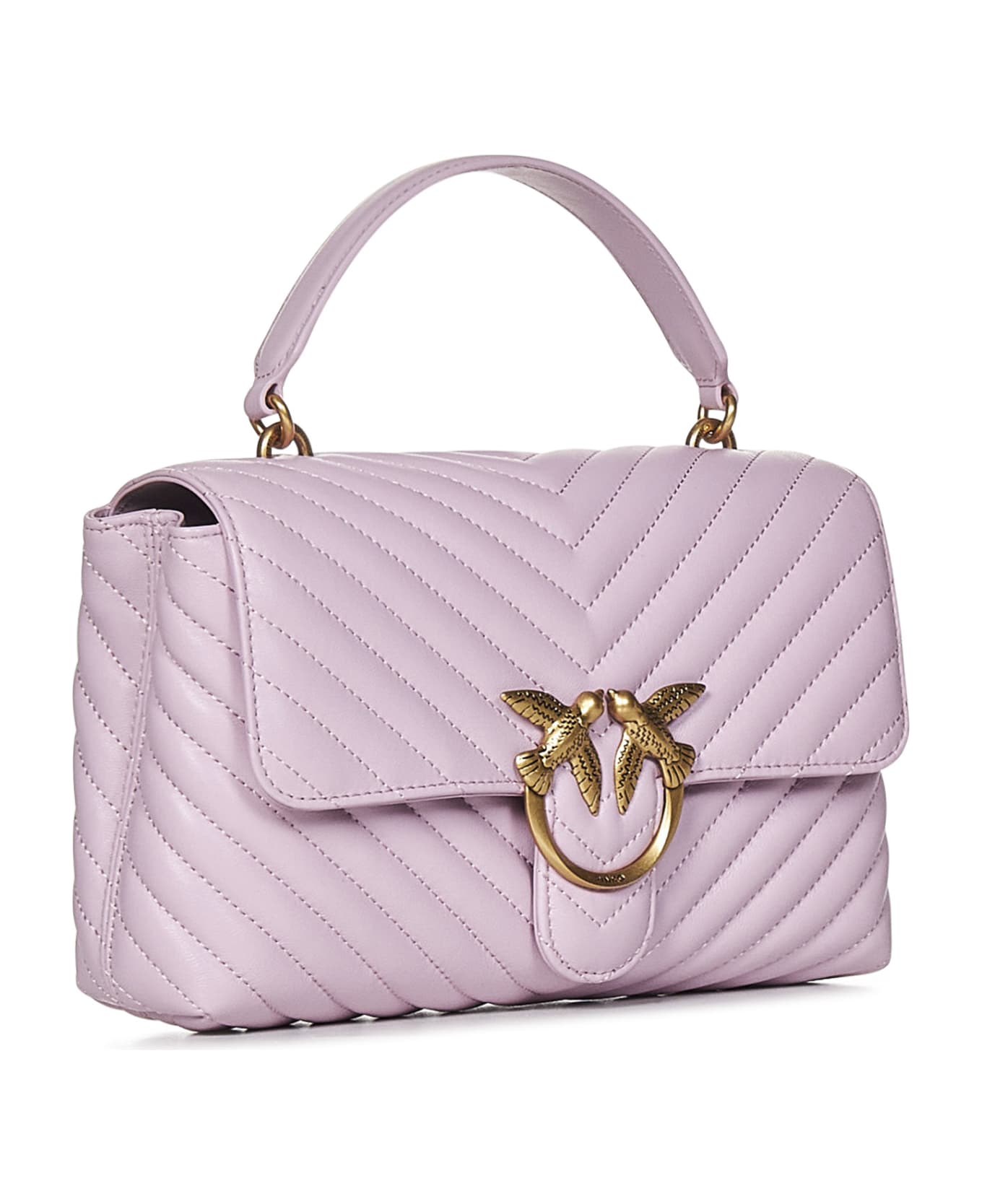 Pinko Classic Lady Love Bag Puff Chevron Handbag - Purple トートバッグ