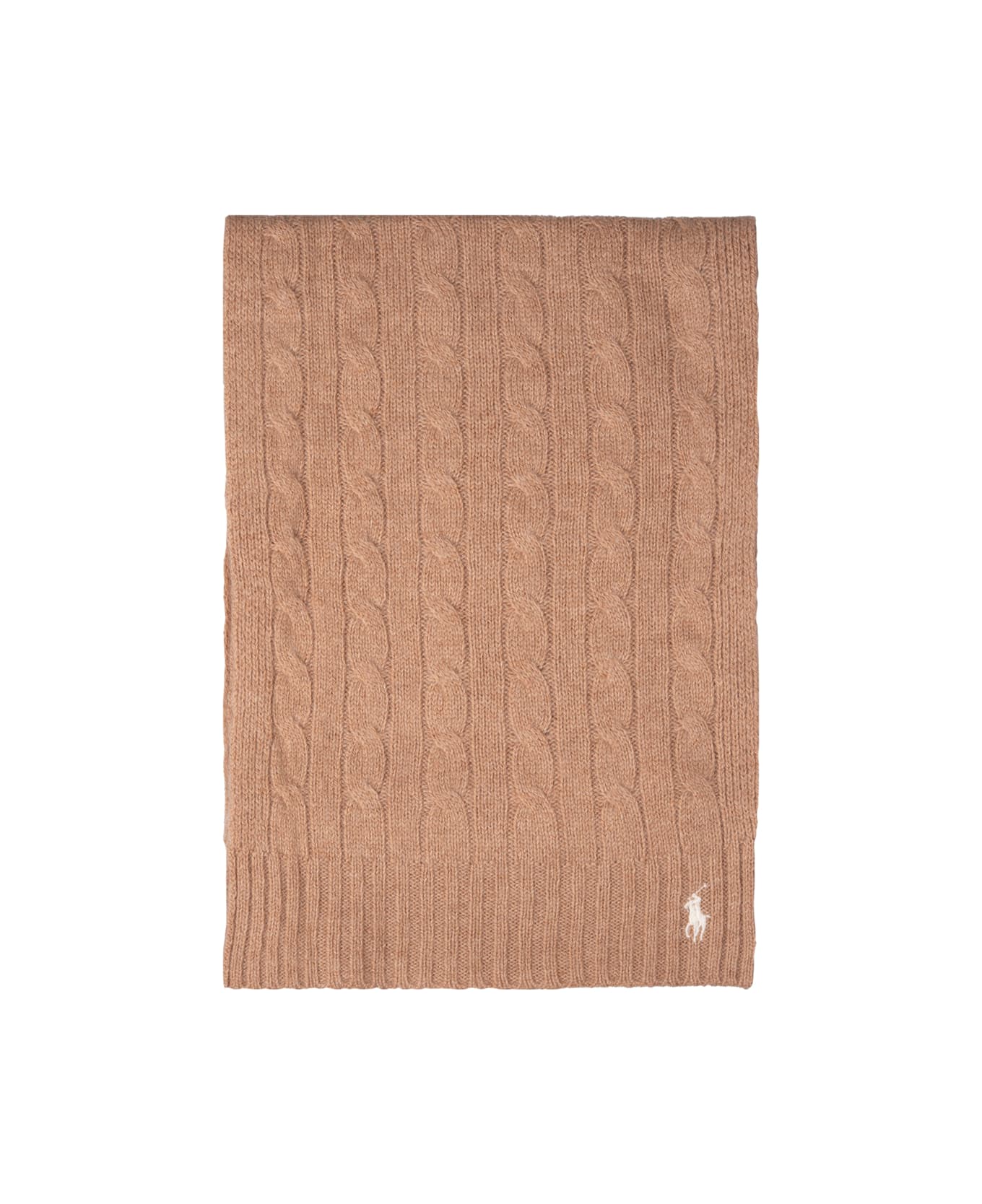 Ralph Lauren Beige Cable-knit Wool-cashmere Scarf - Brown