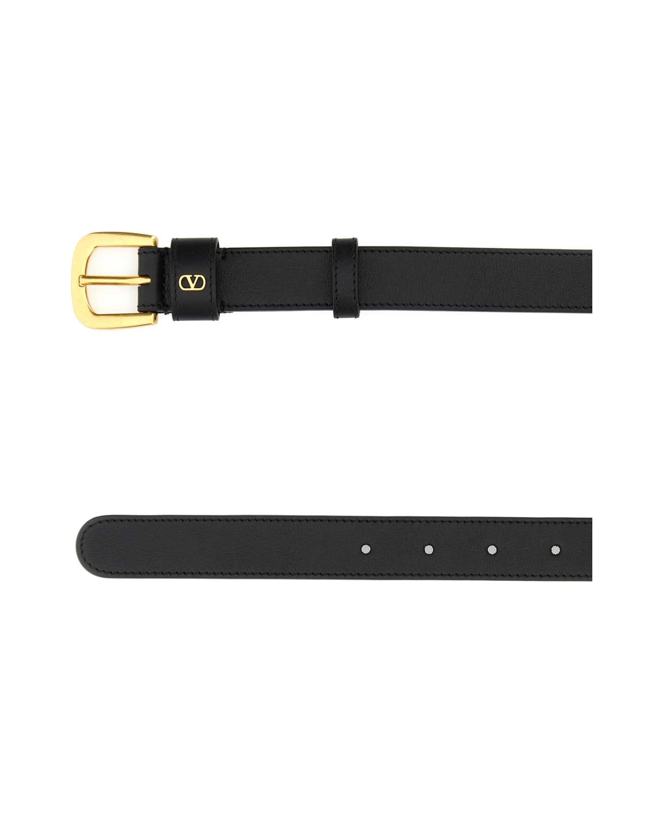 Valentino Garavani Black Leather Belt - NERO