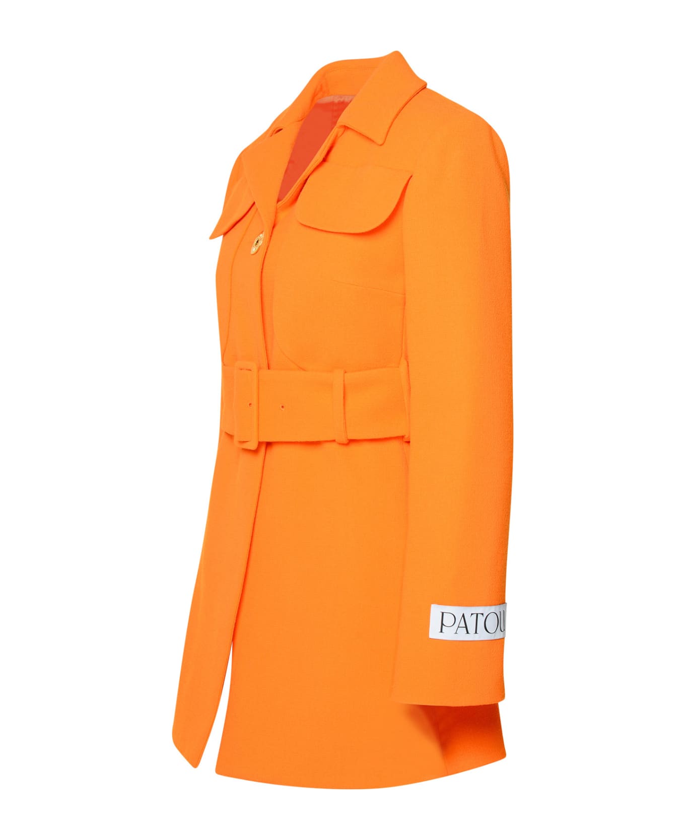 Patou Orange Virgin Wool Coat - Orange