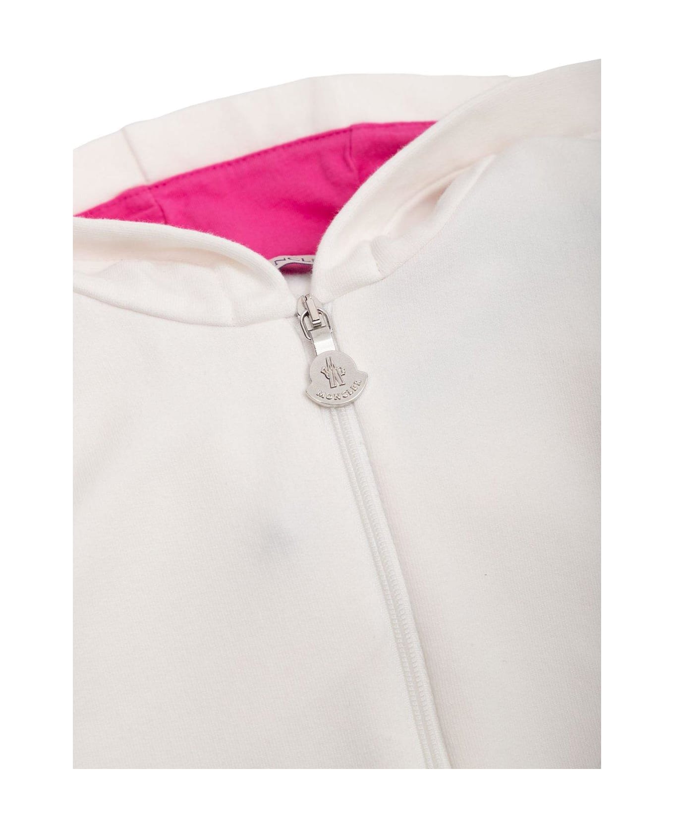 Moncler Logo Flocked Long-sleeved Tracksuit - Bianco
