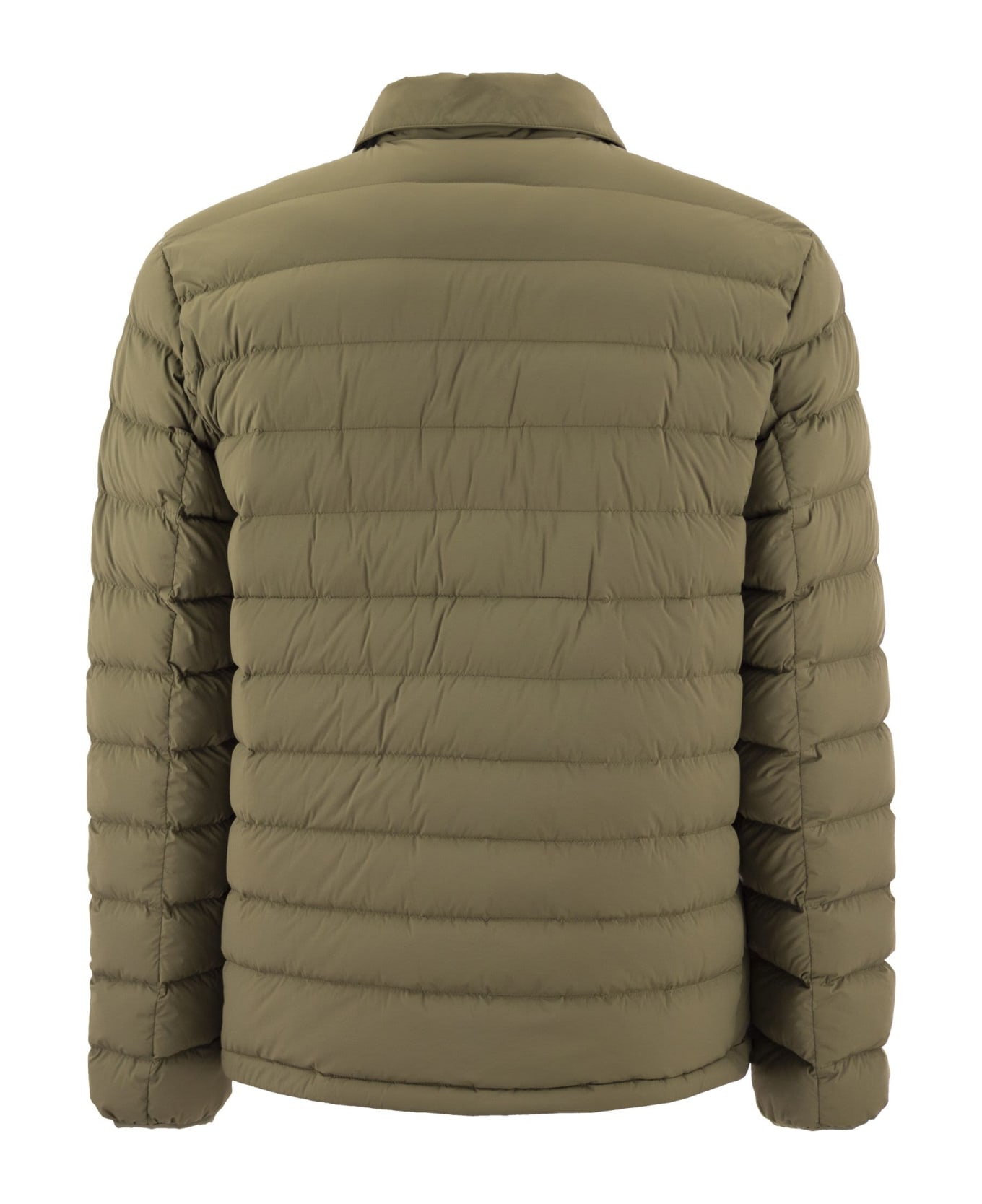 Herno Resort Shirt Down Jacket In Light Stretch Nylon - Light Military Green