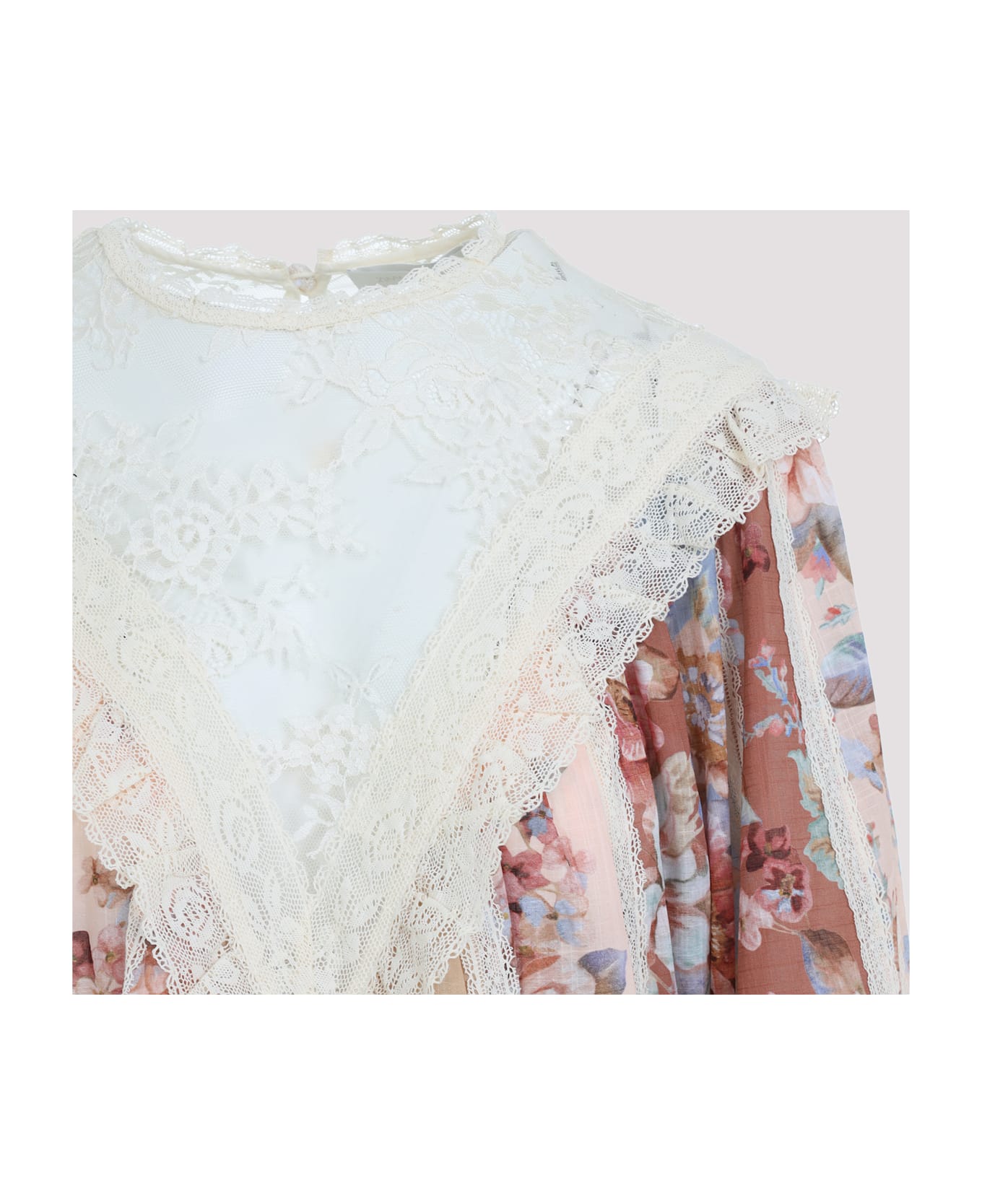 Zimmermann Awaken Lace Trim Blouse - Spliced Print